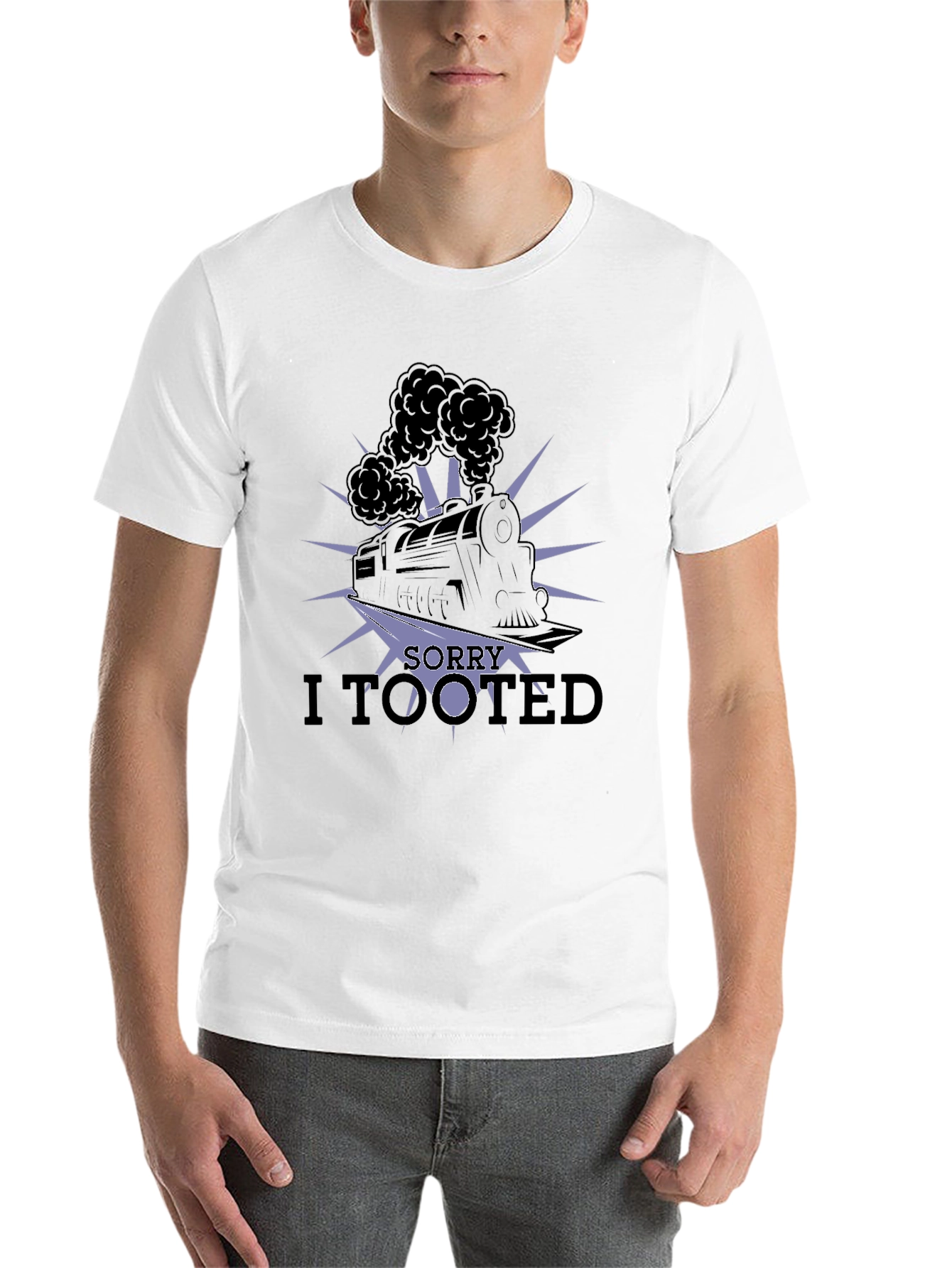Black Funny "Sorry I Tooted" Train T-Shirt view 14