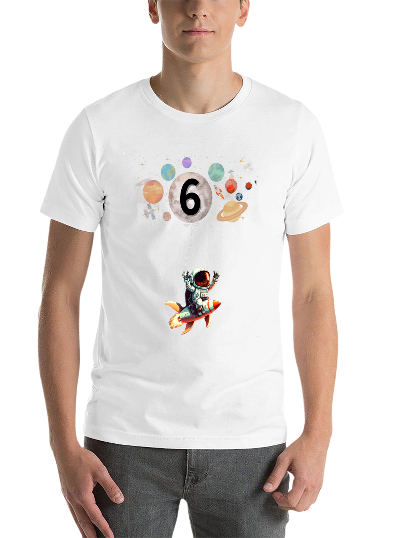 Black Astronaut 6th Birthday T-Shirt - Space Rocket view 14