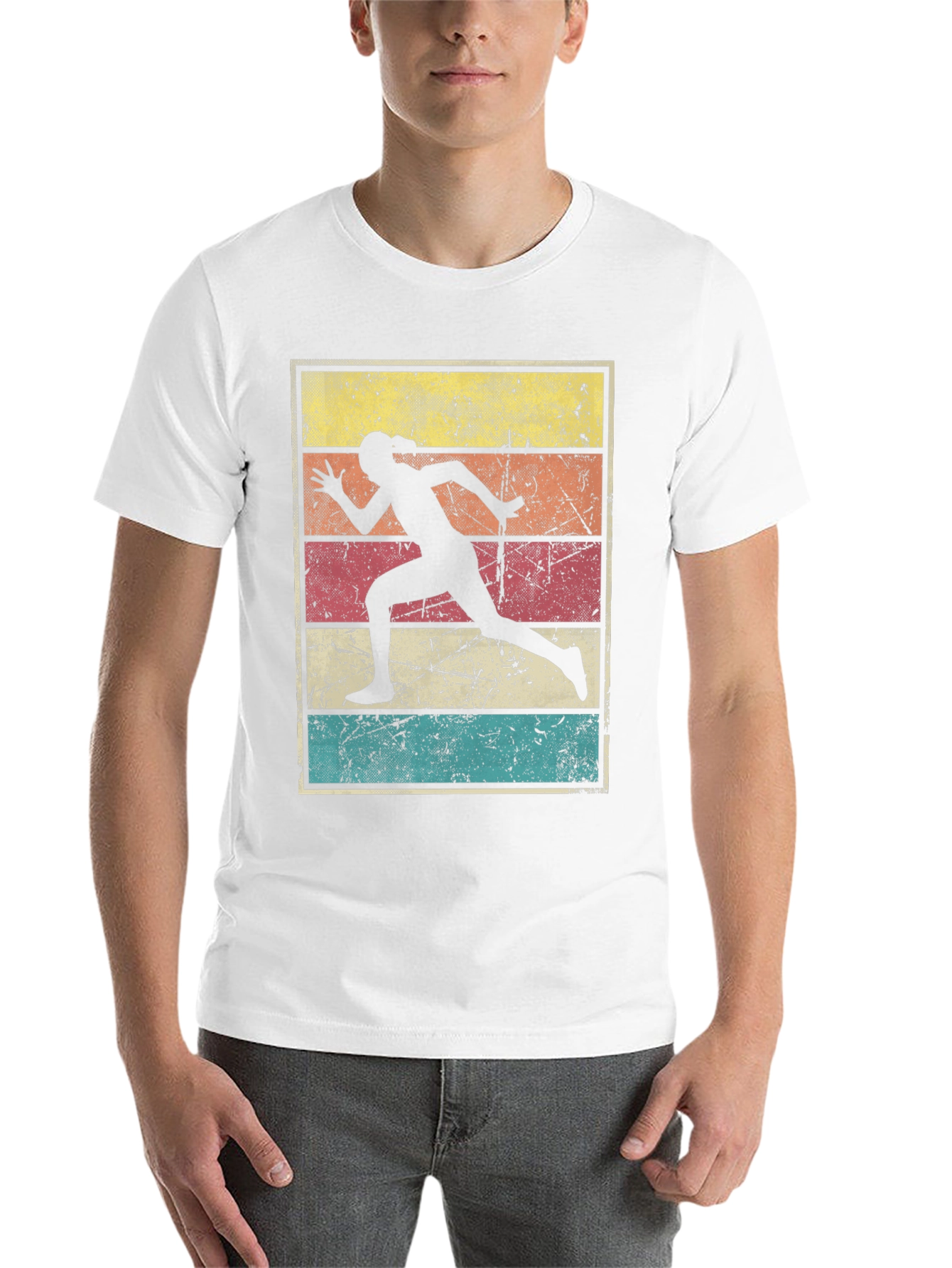 Black Retro Runner T-Shirt | Vintage Style Athletics Tee view 14