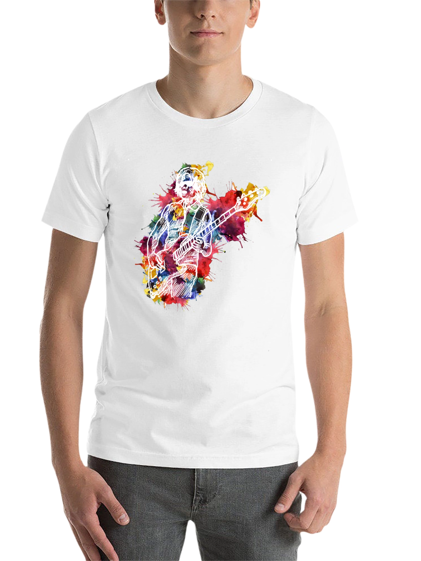 Black Musician Watercolor Graphic T-Shirt - Black view 14