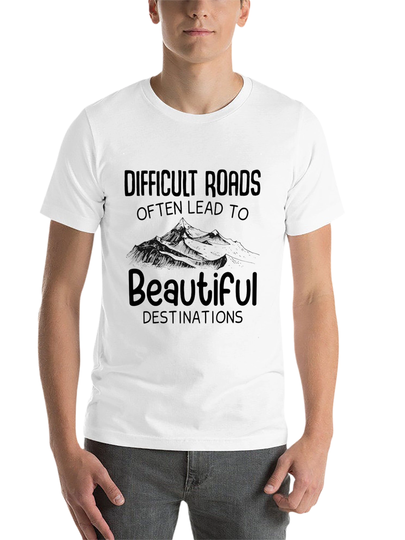 Black Inspirational Graphic Tee - Difficult Roads, Beautiful Destinations view 14