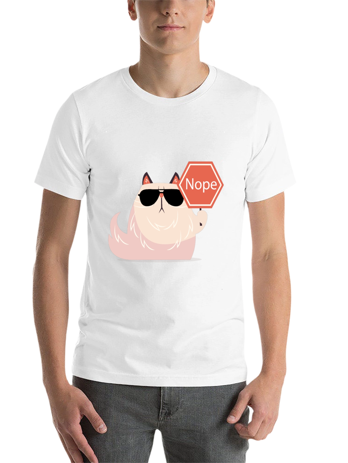 Black Cool Cat Nope T-Shirt - Funny Graphic Tee view 14