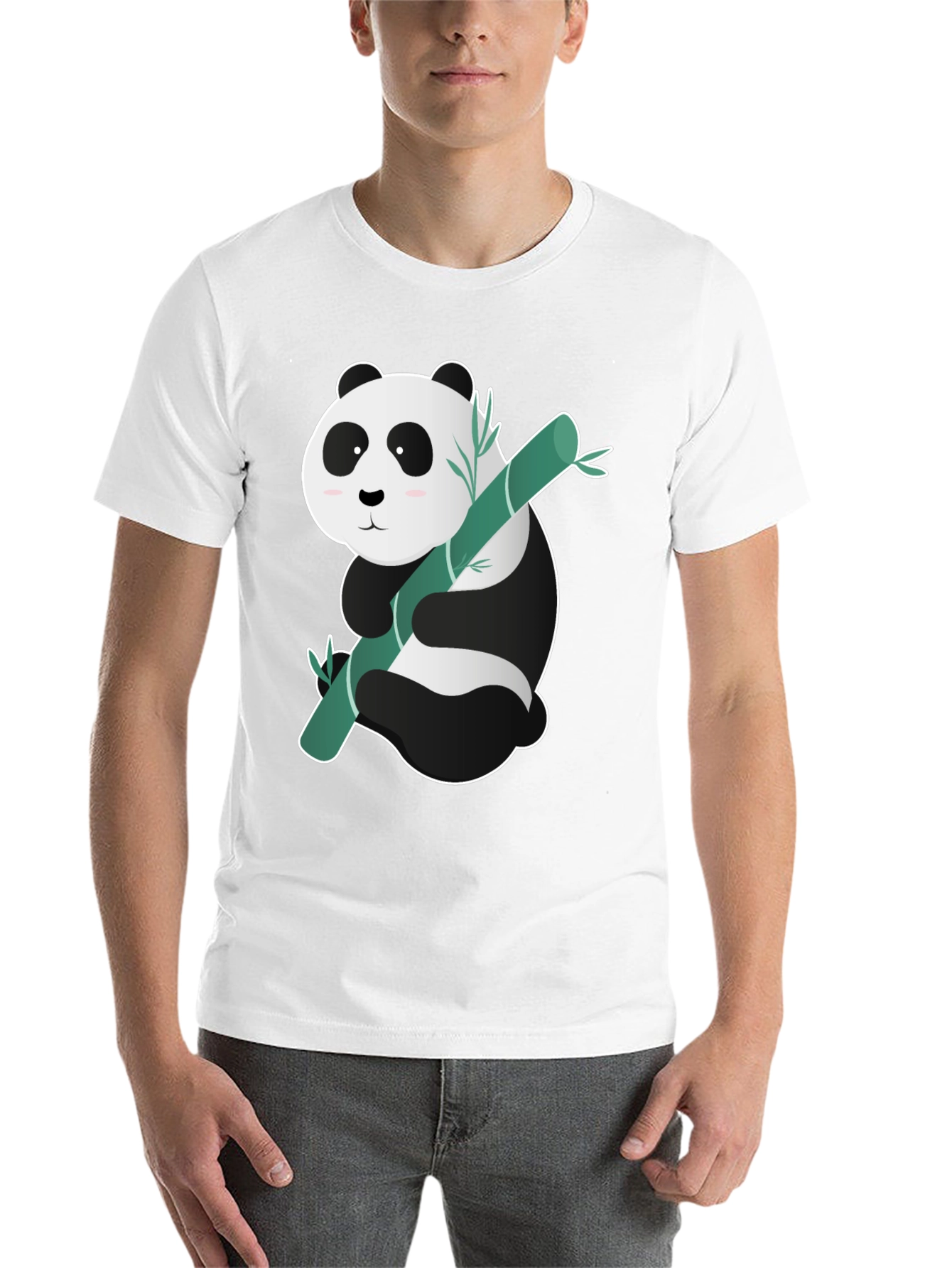 Black Cute Panda Bamboo T-Shirt - Black view 14