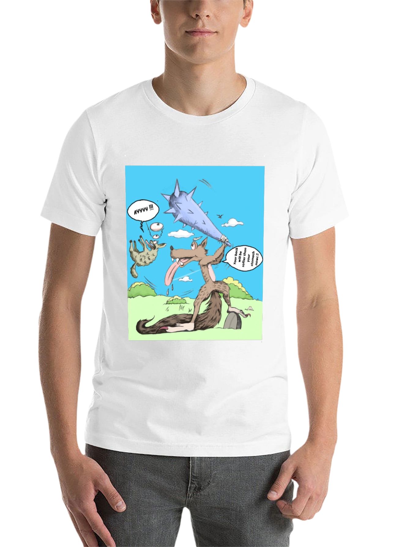 Black Cartoon Wolf T-Shirt view 14