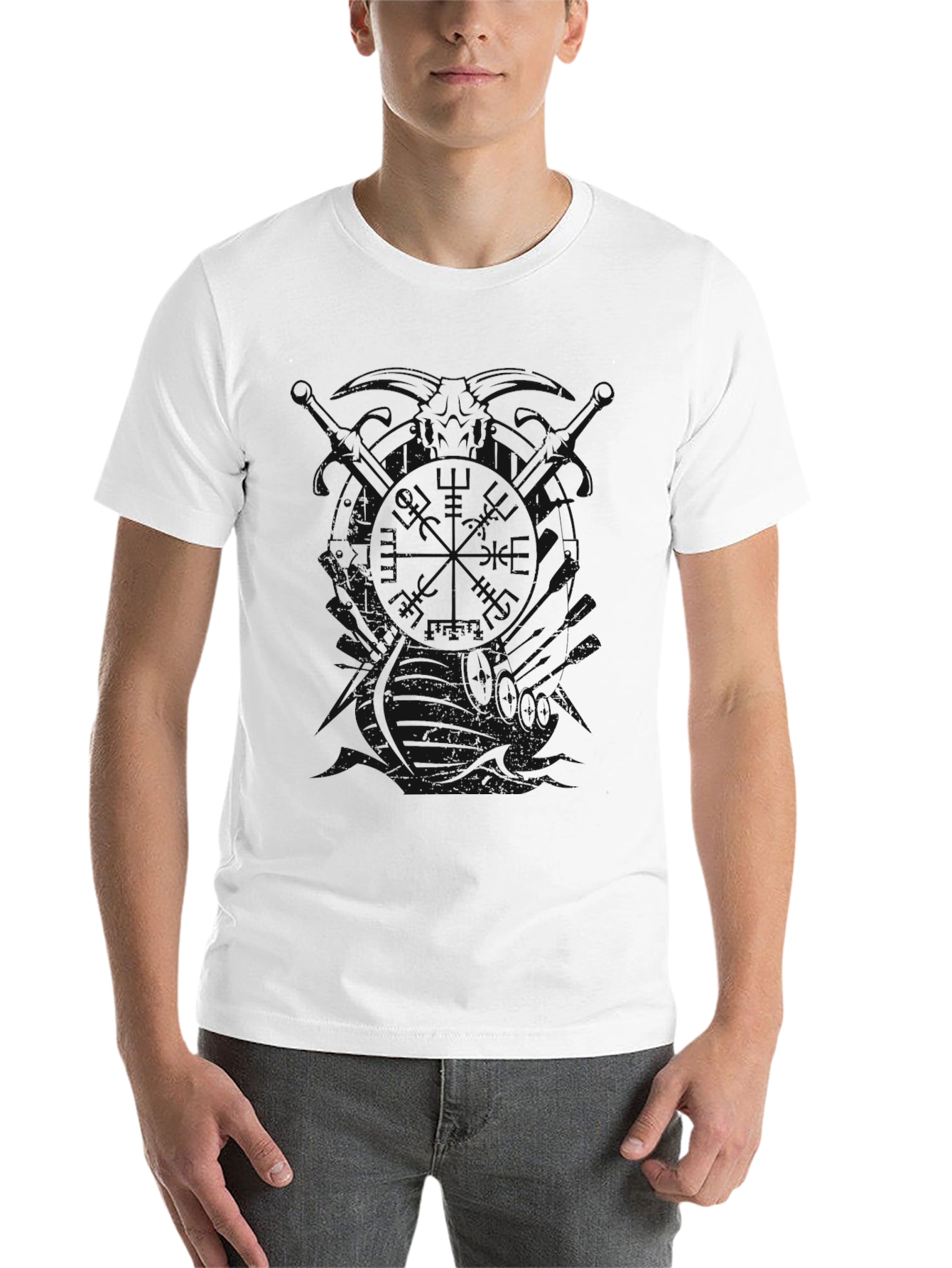 Black Plain Black Crewneck T-Shirt view 14