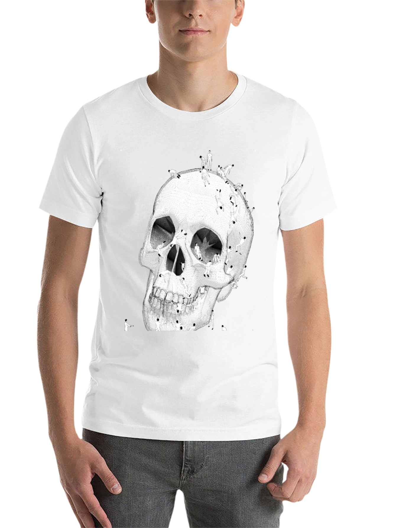Black Skull Art Graphic T-Shirt - Black view 14