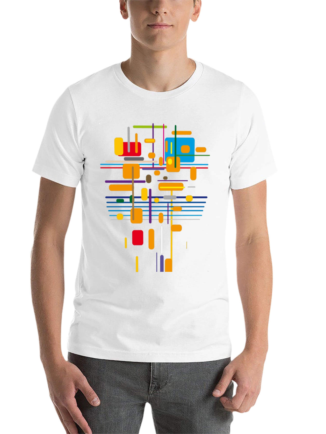 Black Abstract Geometric T-Shirt - Modern Art Tee view 14