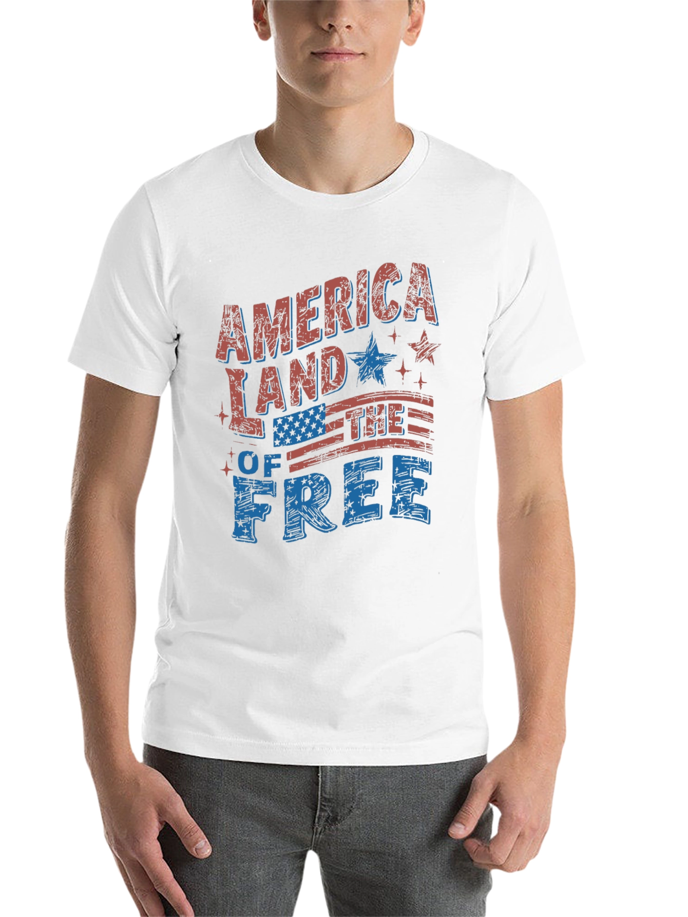 America Land of the Free Patriotic Graphic Tee - 14