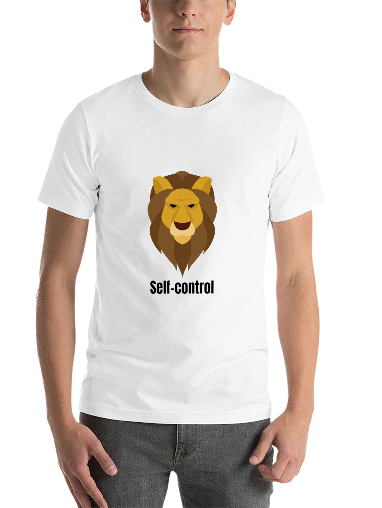 Black Self-Control Lion Graphic Black T-Shirt view 14