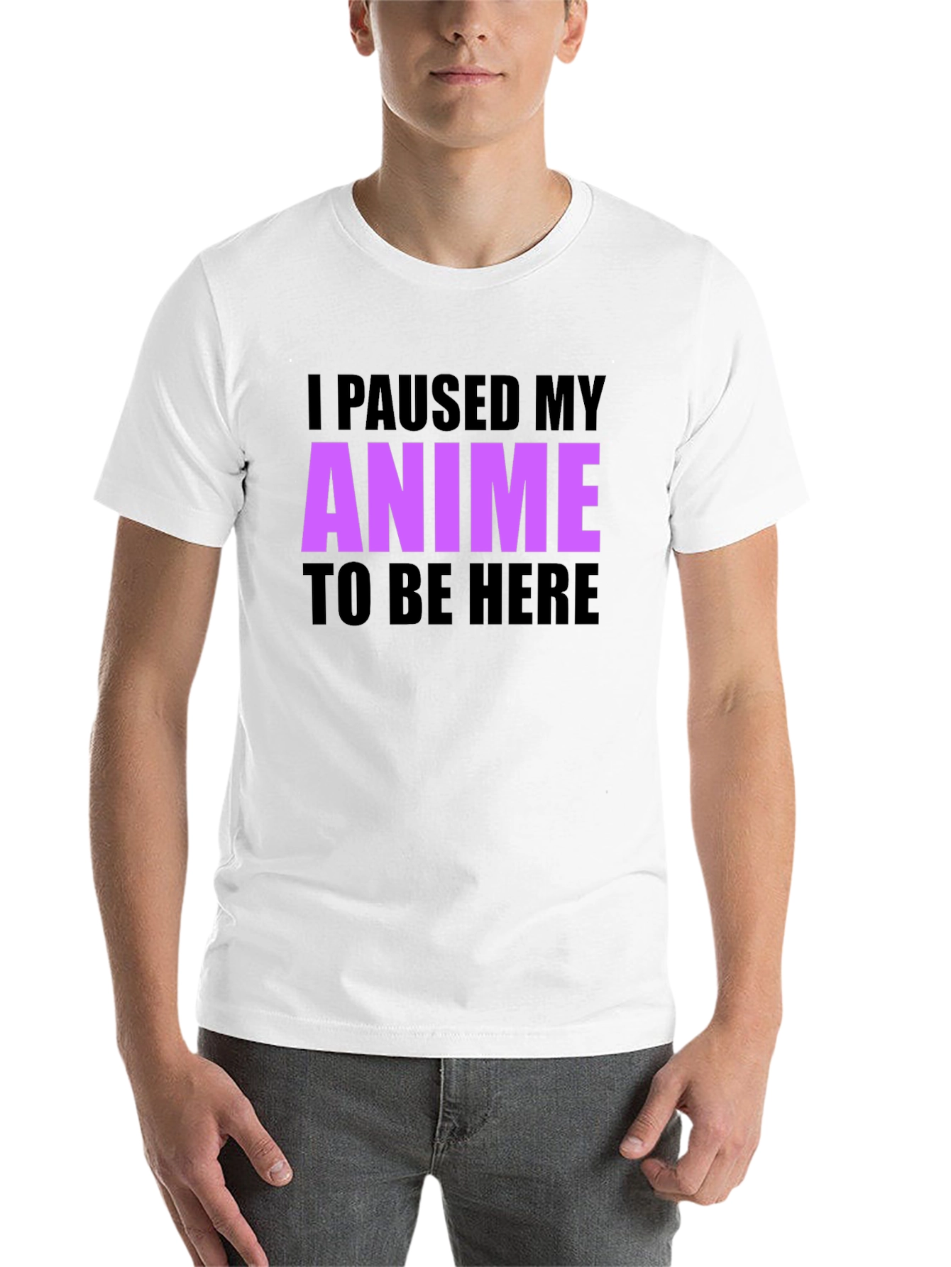 Black Anime Paused Graphic T-Shirt - Casual Crew Neck Tee view 14