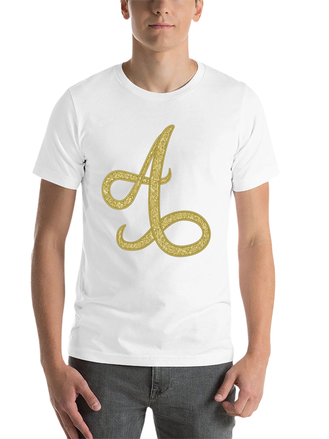Black Golden Letter A T-Shirt view 14