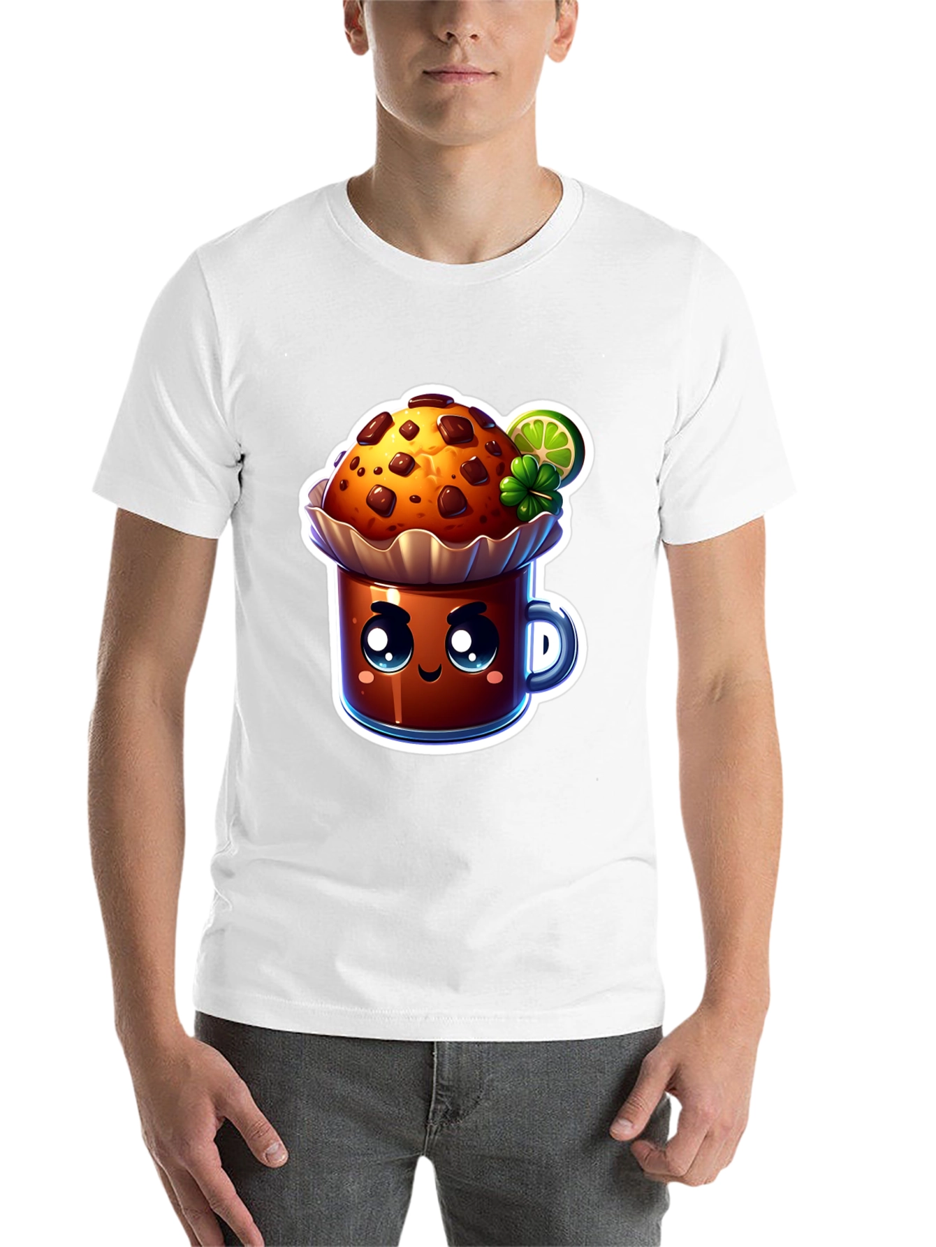 Black Cute Kawaii Cupcake Graphic T-Shirt view 14