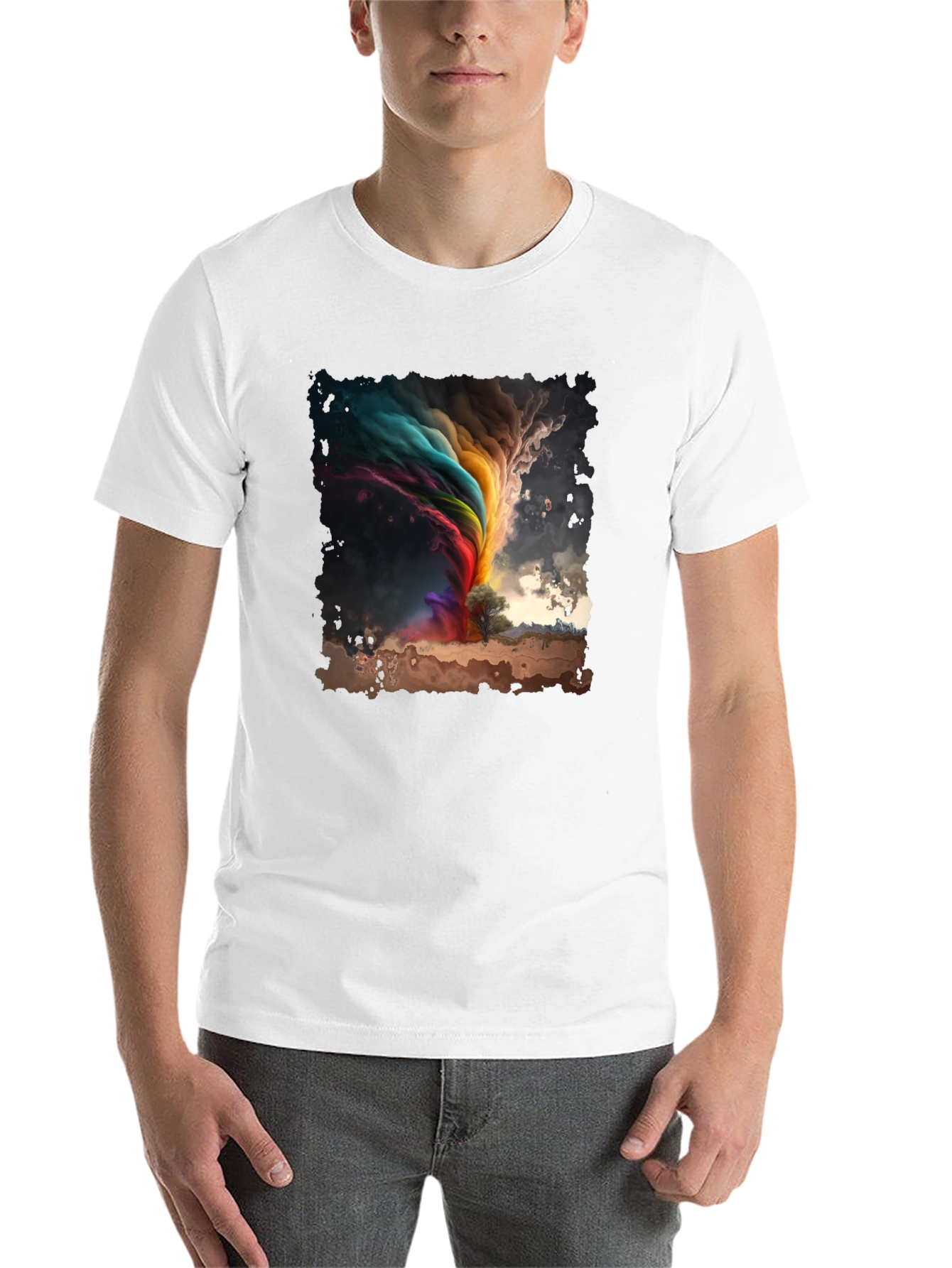 Black Rainbow Tornado Graphic Tee - Stylish Comfort view 14