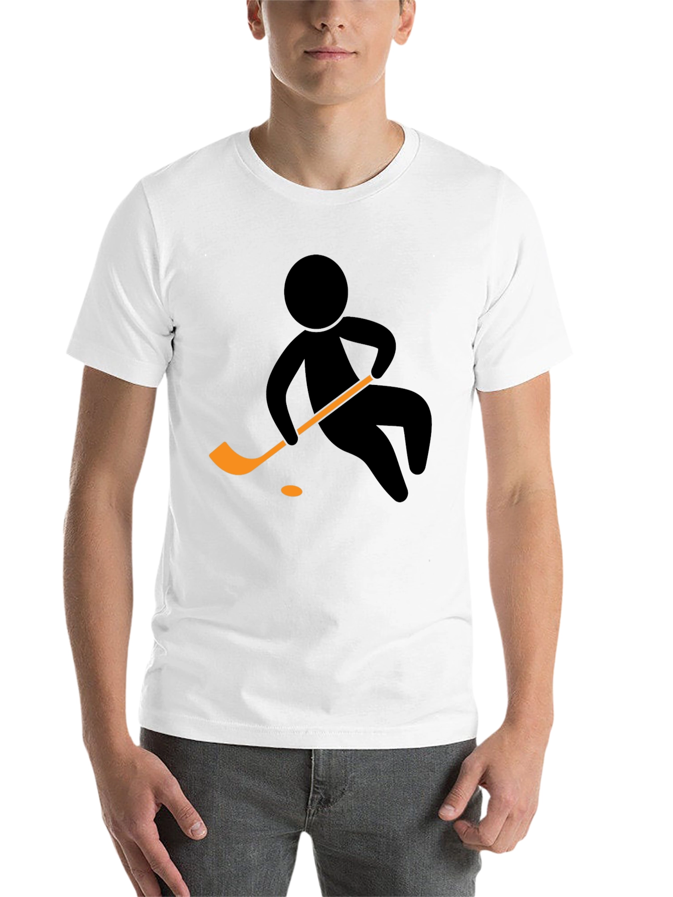 Black Hockey Player Graphic Tee - Black Cotton T-Shirt view 14