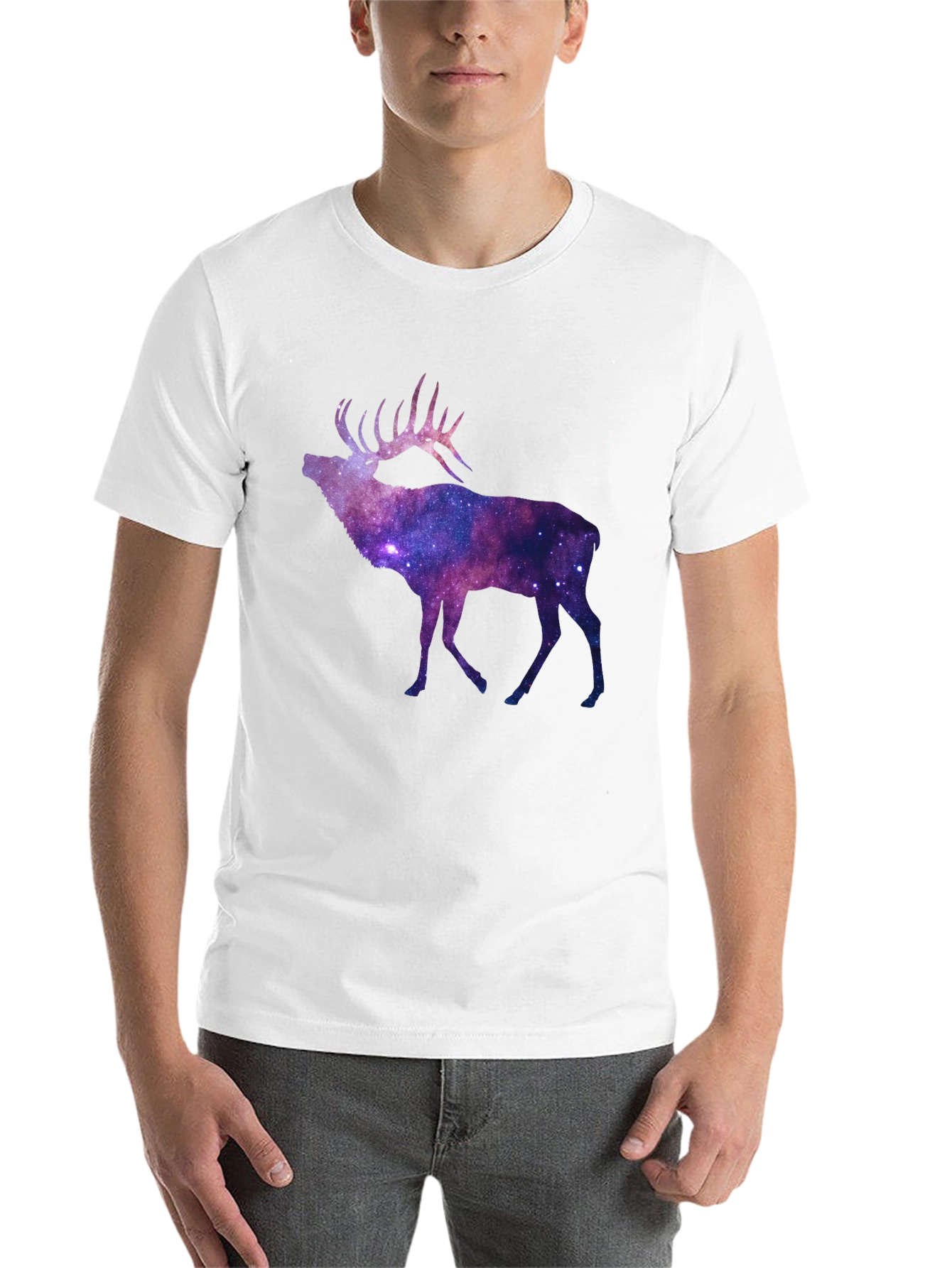 Black Galaxy Elk Graphic Tee - Black Short Sleeve T-Shirt view 14