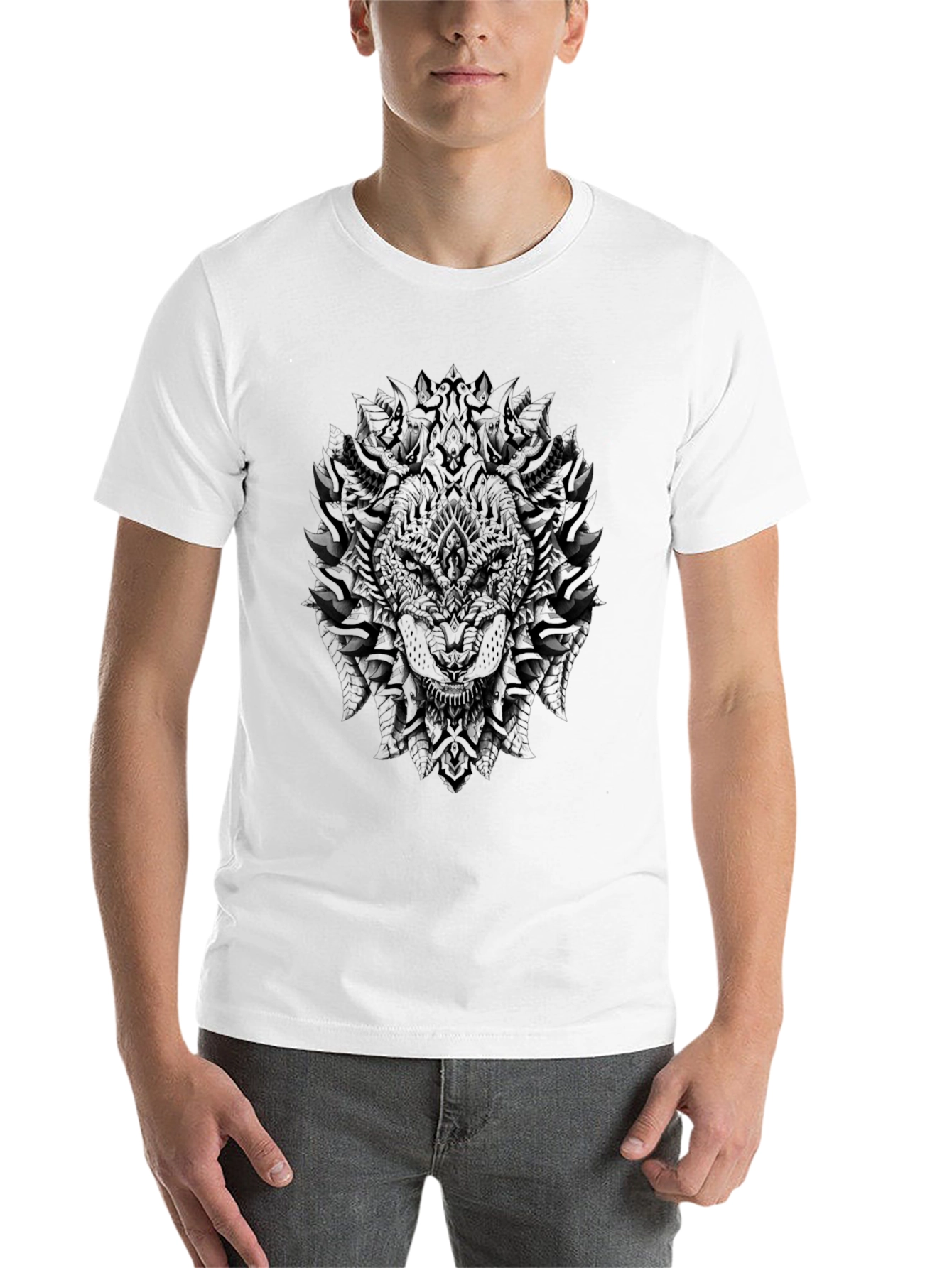 Black Dark Wolf Graphic Tee - Stylish Men's T-Shirt view 14