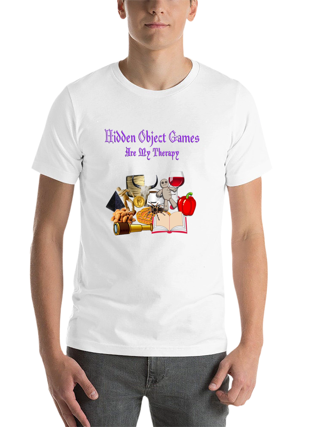 Black Hidden Object Games Therapy T-Shirt view 14