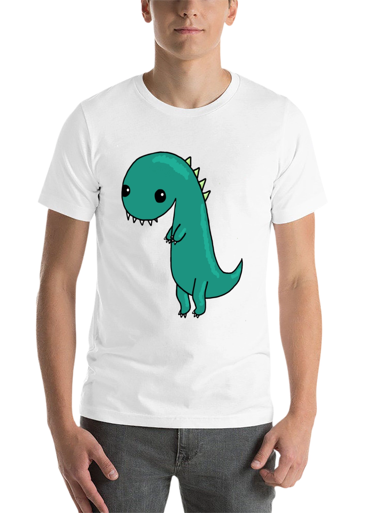 Black Cute Cartoon Dinosaur Graphic Black T-Shirt view 14
