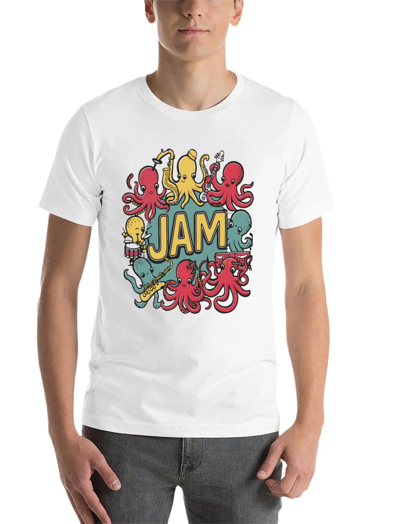 Black Octopus Jam Band Graphic T-Shirt - Black Cotton Tee view 14
