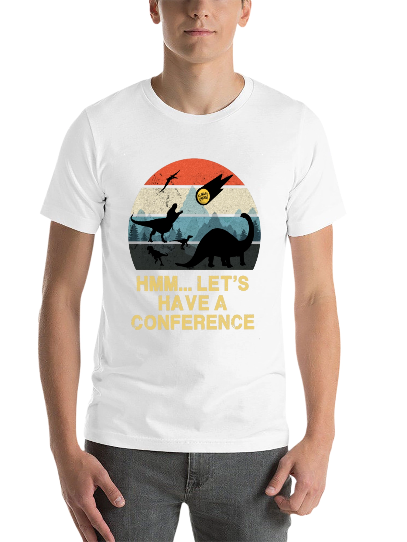 Black Dinosaur Climate Change Conference Graphic T-Shirt view 14