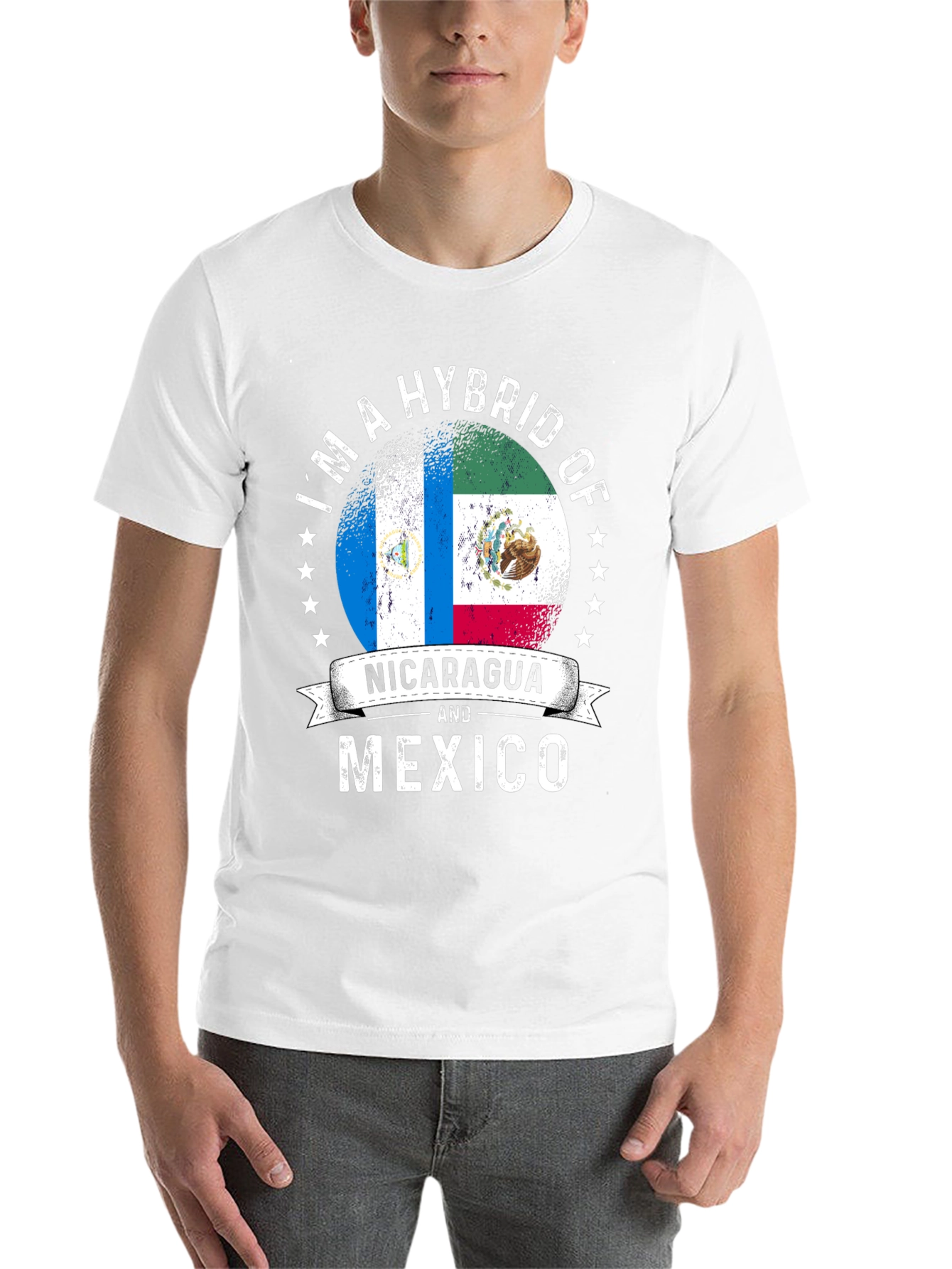 Black Nicaragua and Mexico Hybrid Pride T-Shirt view 14