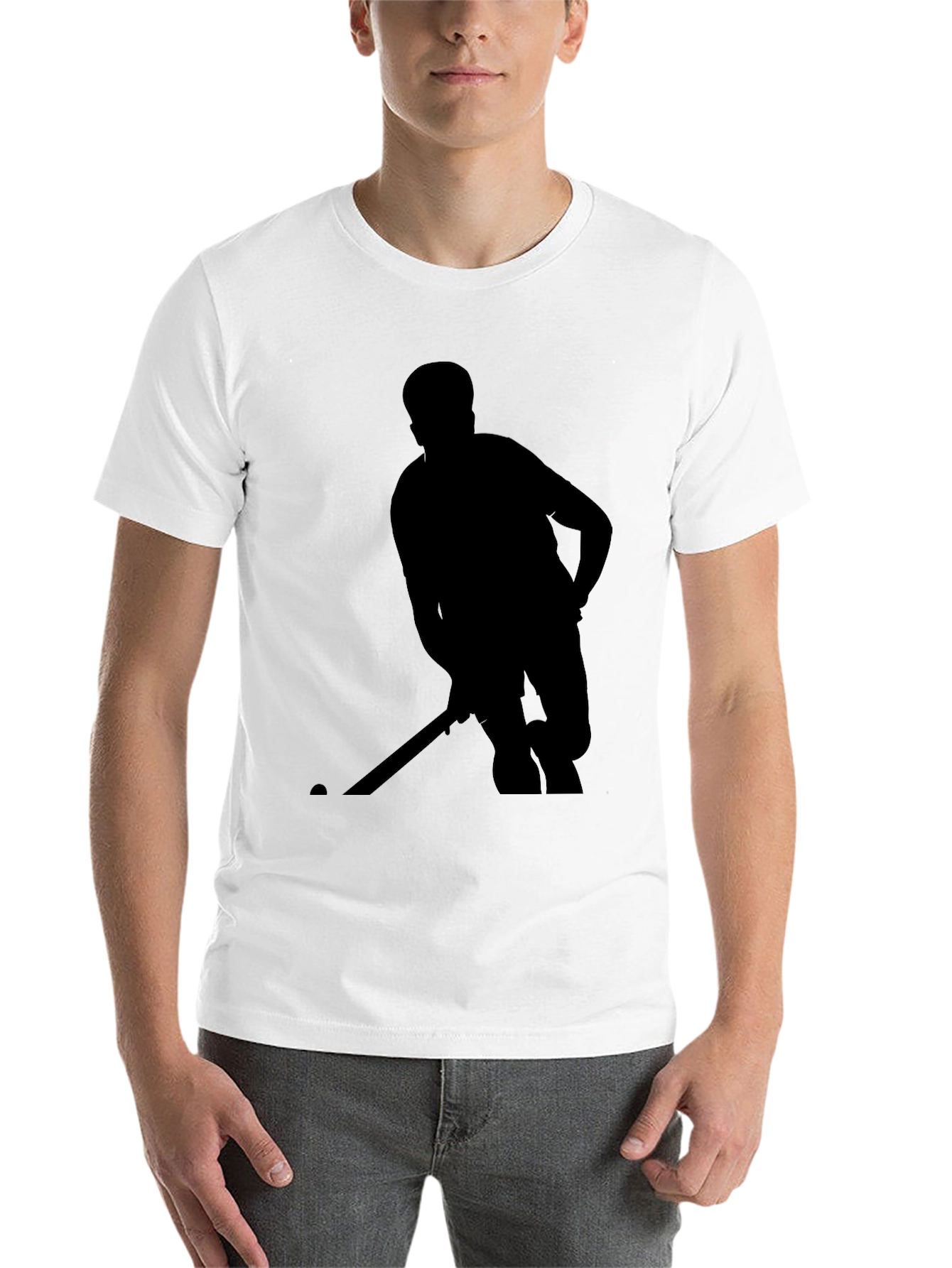 Black Hockey Player Silhouette T-Shirt view 14