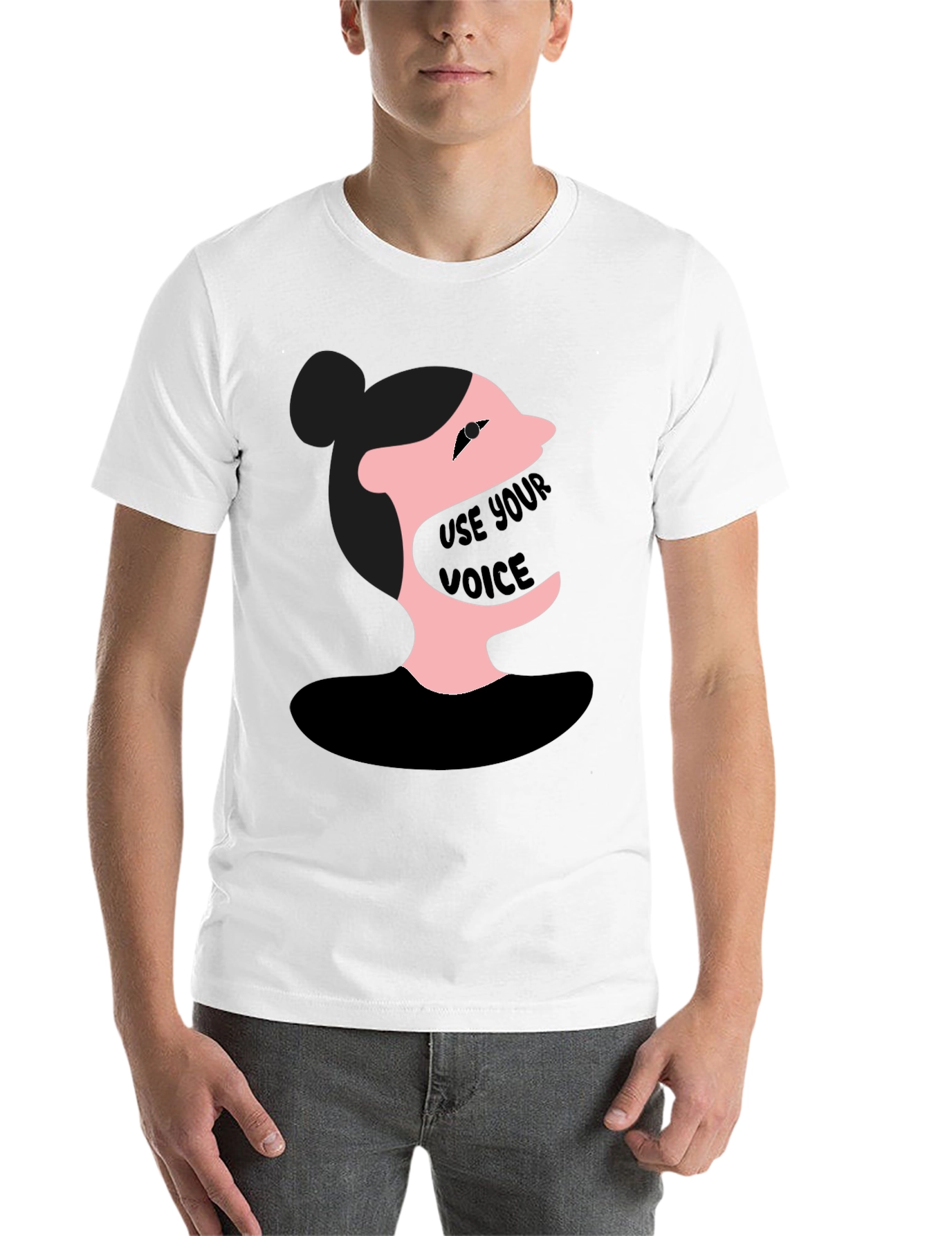 Black Use Your Voice Graphic Tee - Black Unisex Shirt view 14