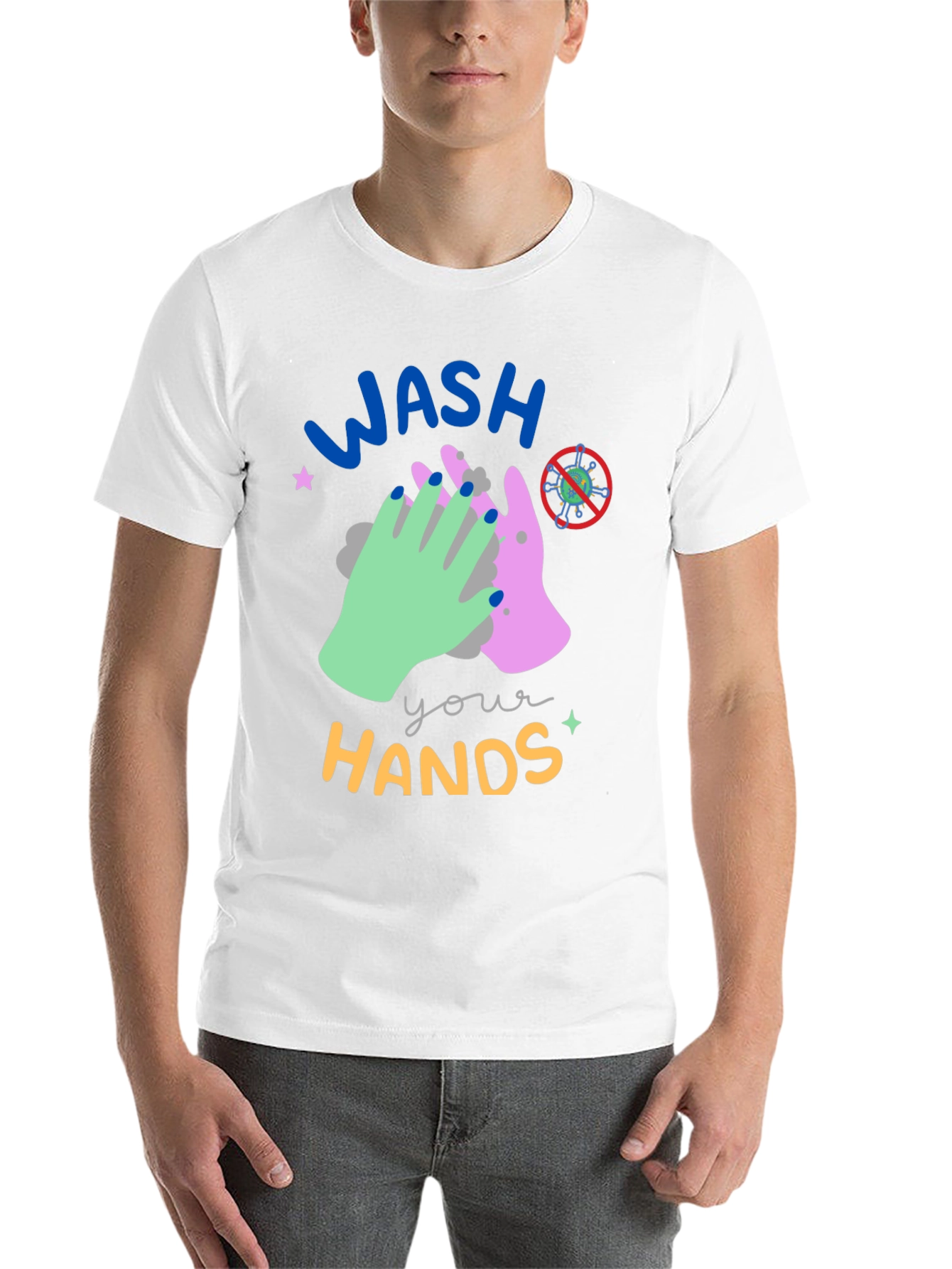 Black Wash Your Hands Graphic Tee - Black view 14