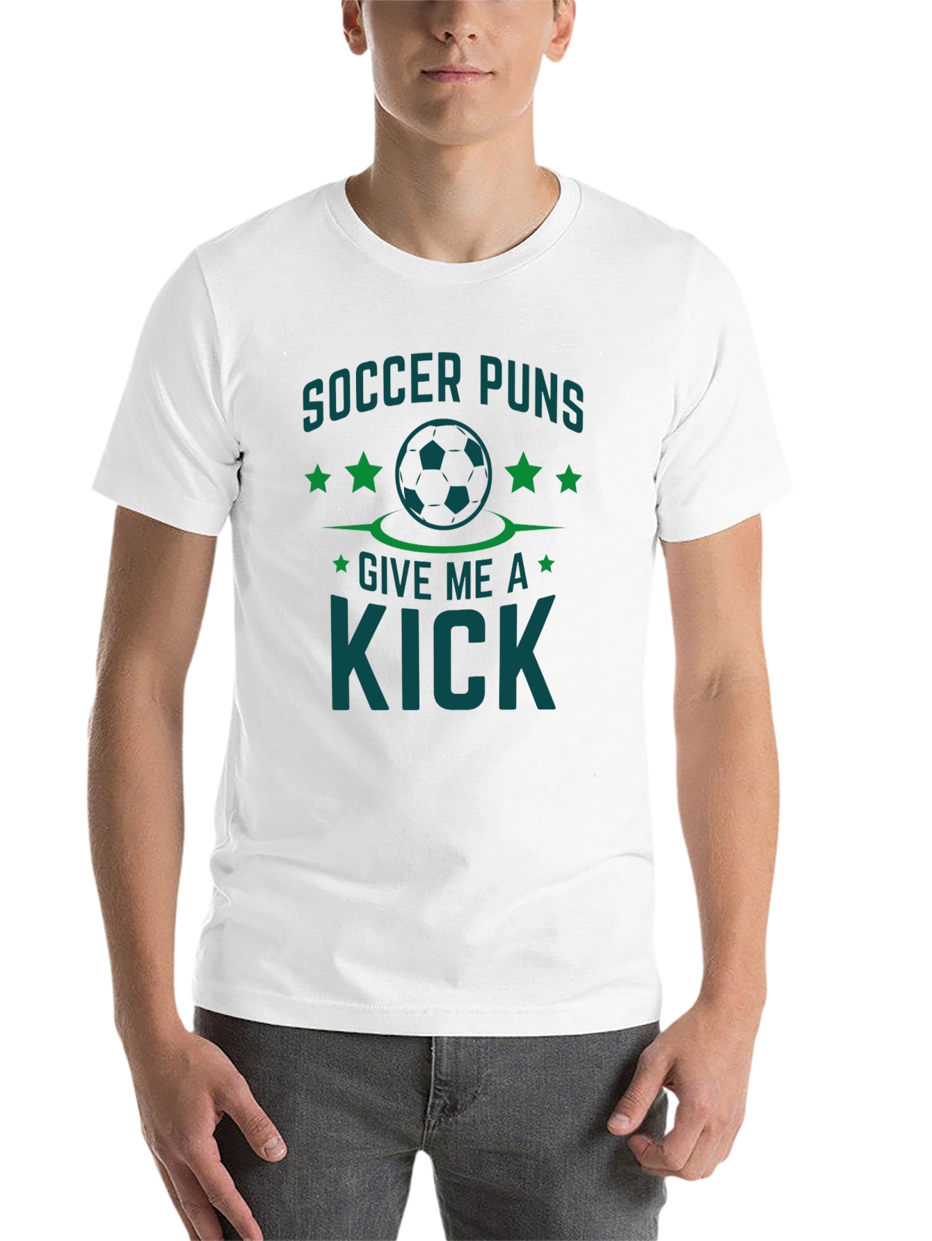 Black Soccer Puns Give Me a Kick Black T-Shirt view 14