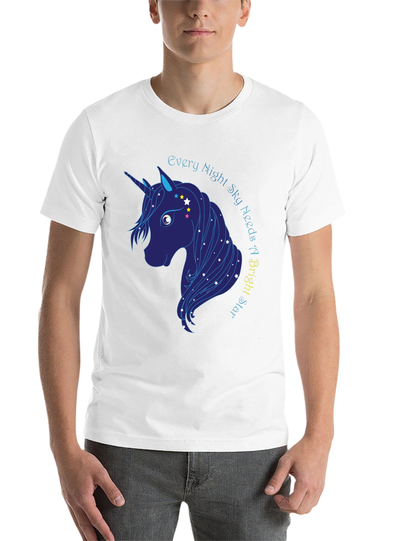 Black Every Night Sky Needs a Bright Star Unicorn T-Shirt view 14