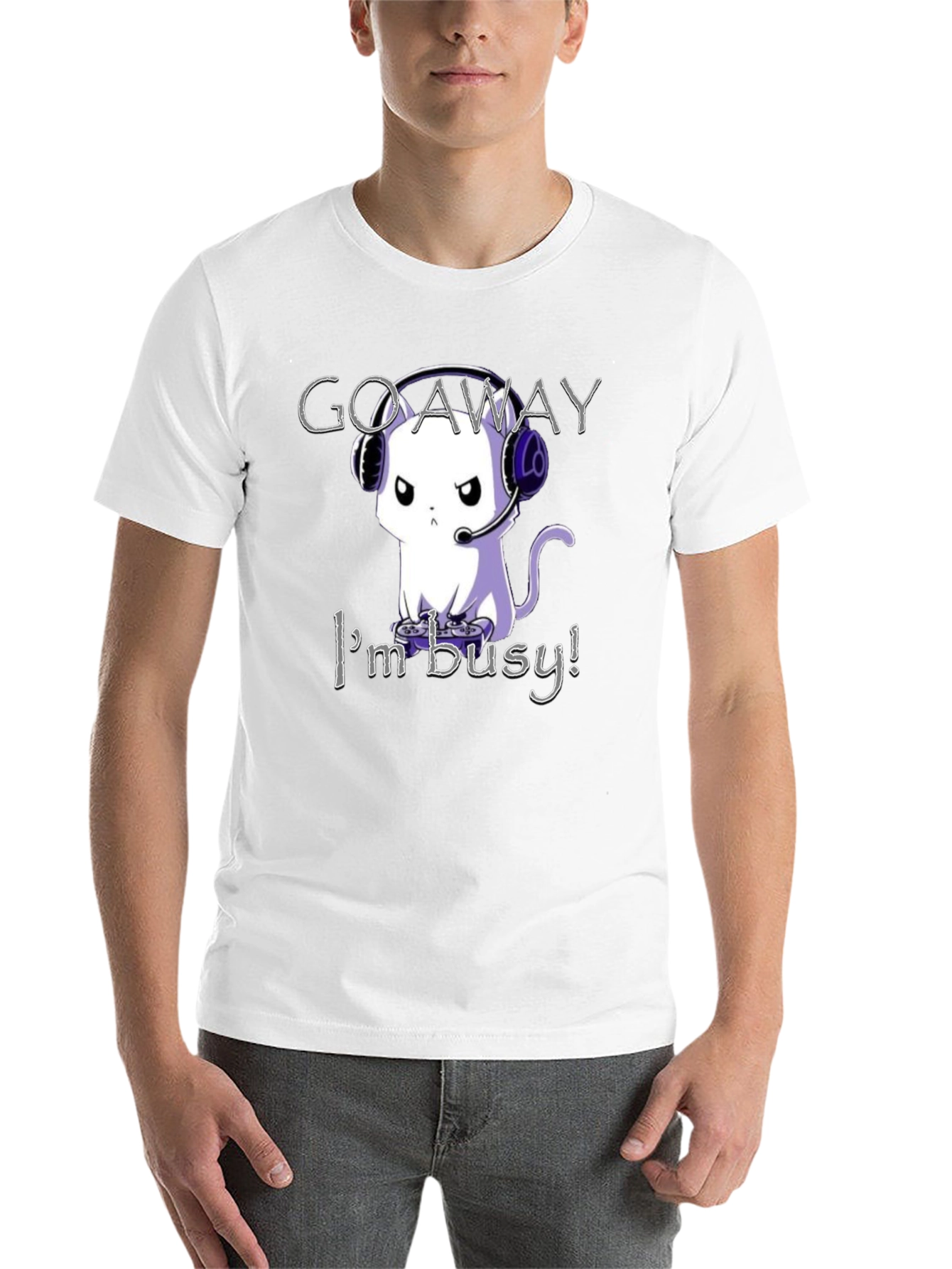 Black Gamer Cat T-Shirt - Go Away I'm Busy! view 14