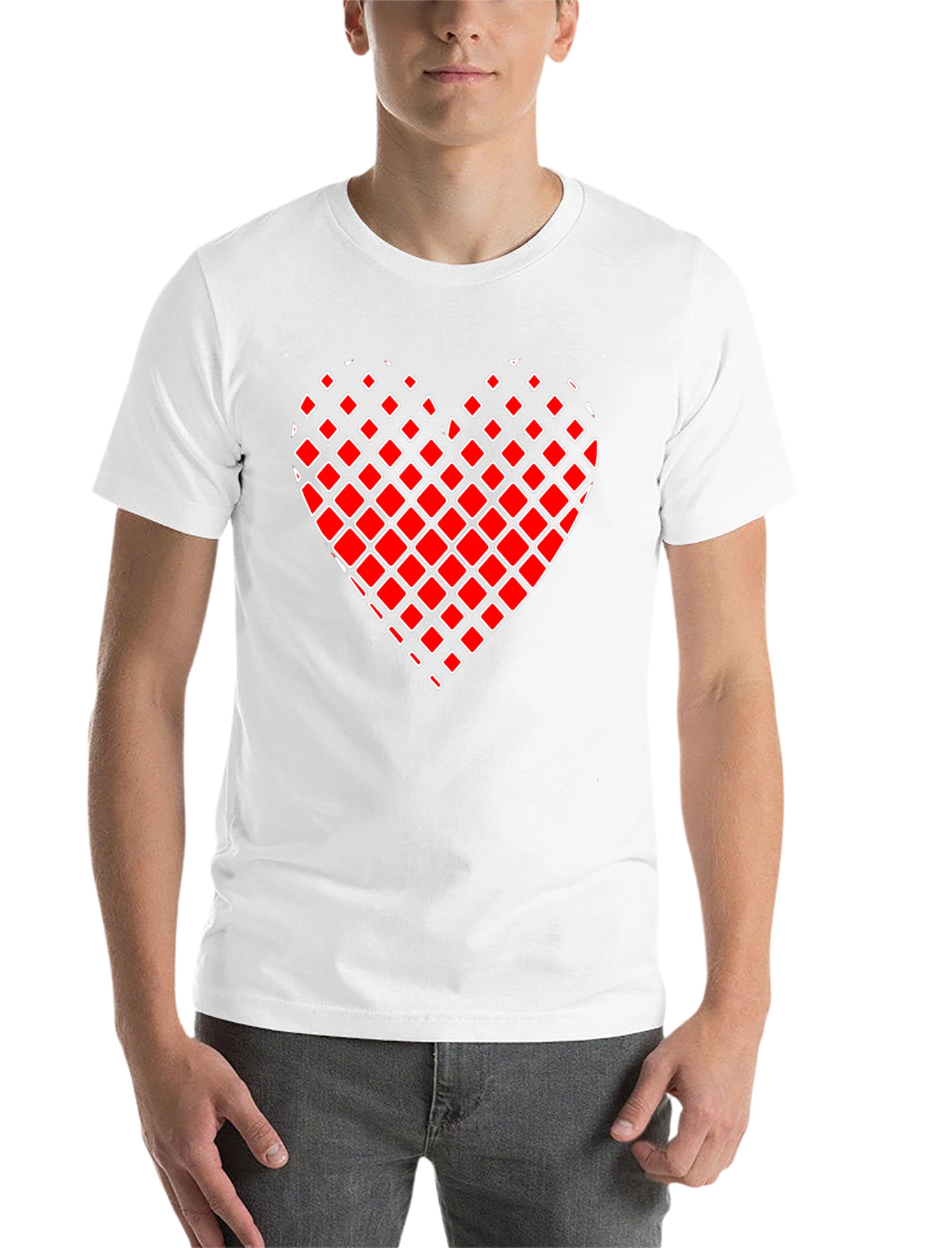 Black Red Square Heart Graphic Tee - Men's Black T-Shirt view 14
