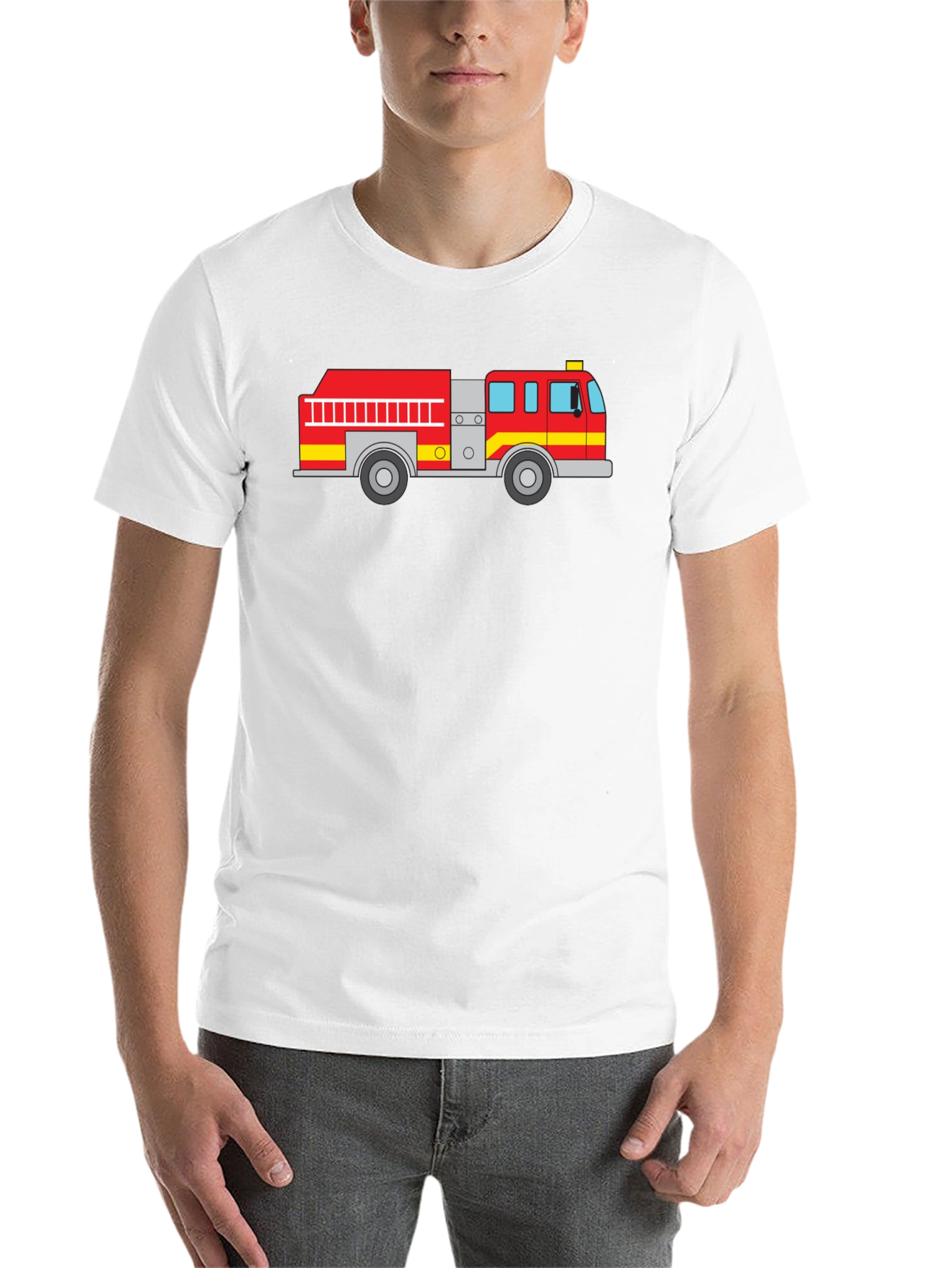 Black Fire Truck Graphic Tee - Black Cotton T-Shirt view 14