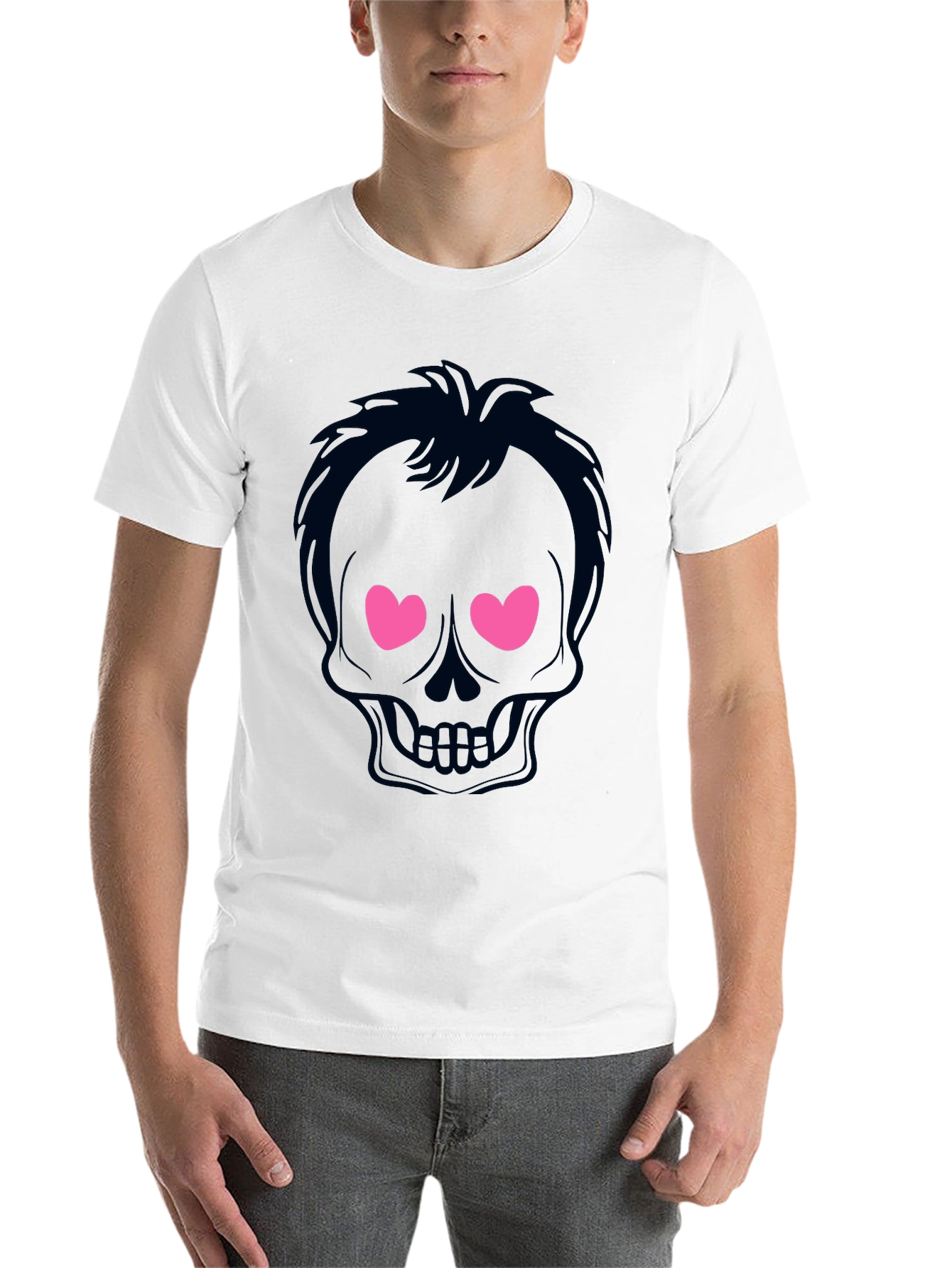 Black Skull Love Eyes Graphic T-Shirt - Mens view 14
