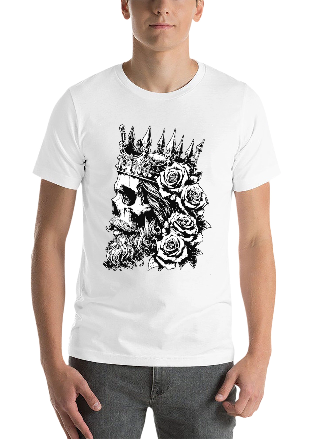 Black Skull King Rose T-Shirt - Black view 14