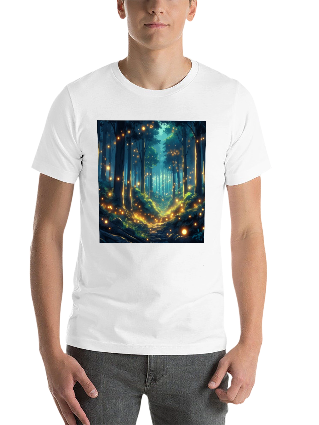 Black Enchanted Forest T-Shirt - Mystical Woodland Design view 14