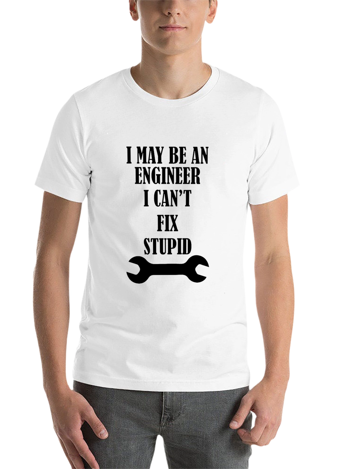 Black Engineer Fix Stupid T-Shirt - Funny Graphic Tee view 14