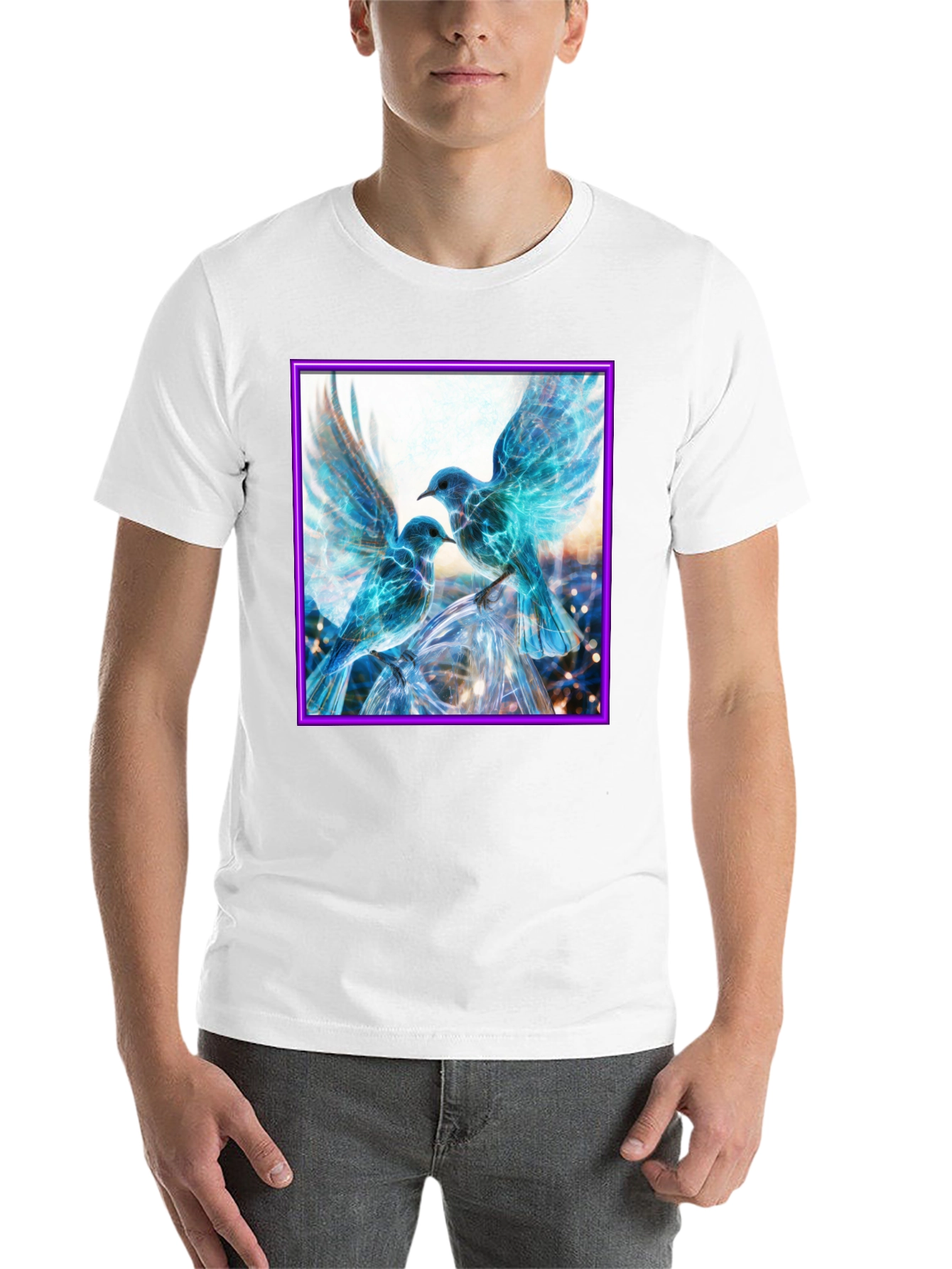 Black Electric Blue Bird T-Shirt view 14
