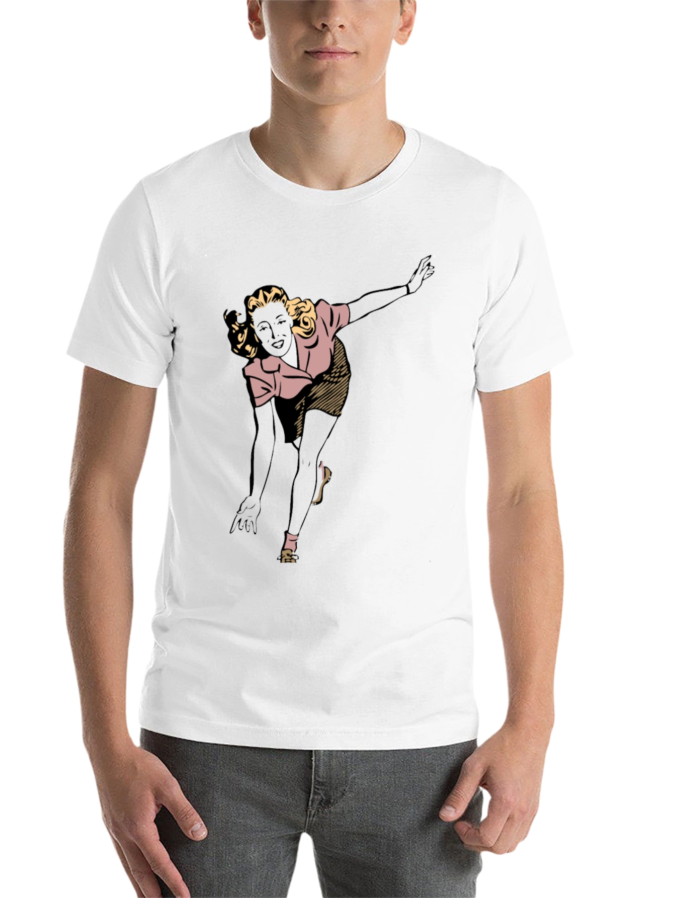 Black Retro Bowling Girl Graphic Tee view 14