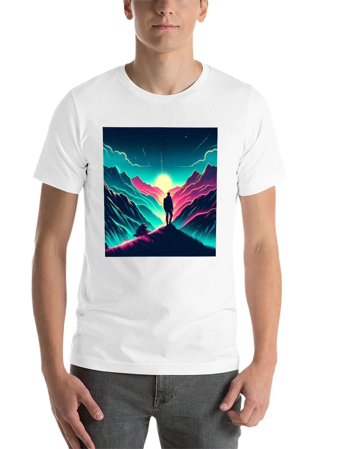 Black Neon Mountains Graphic Tee view 14
