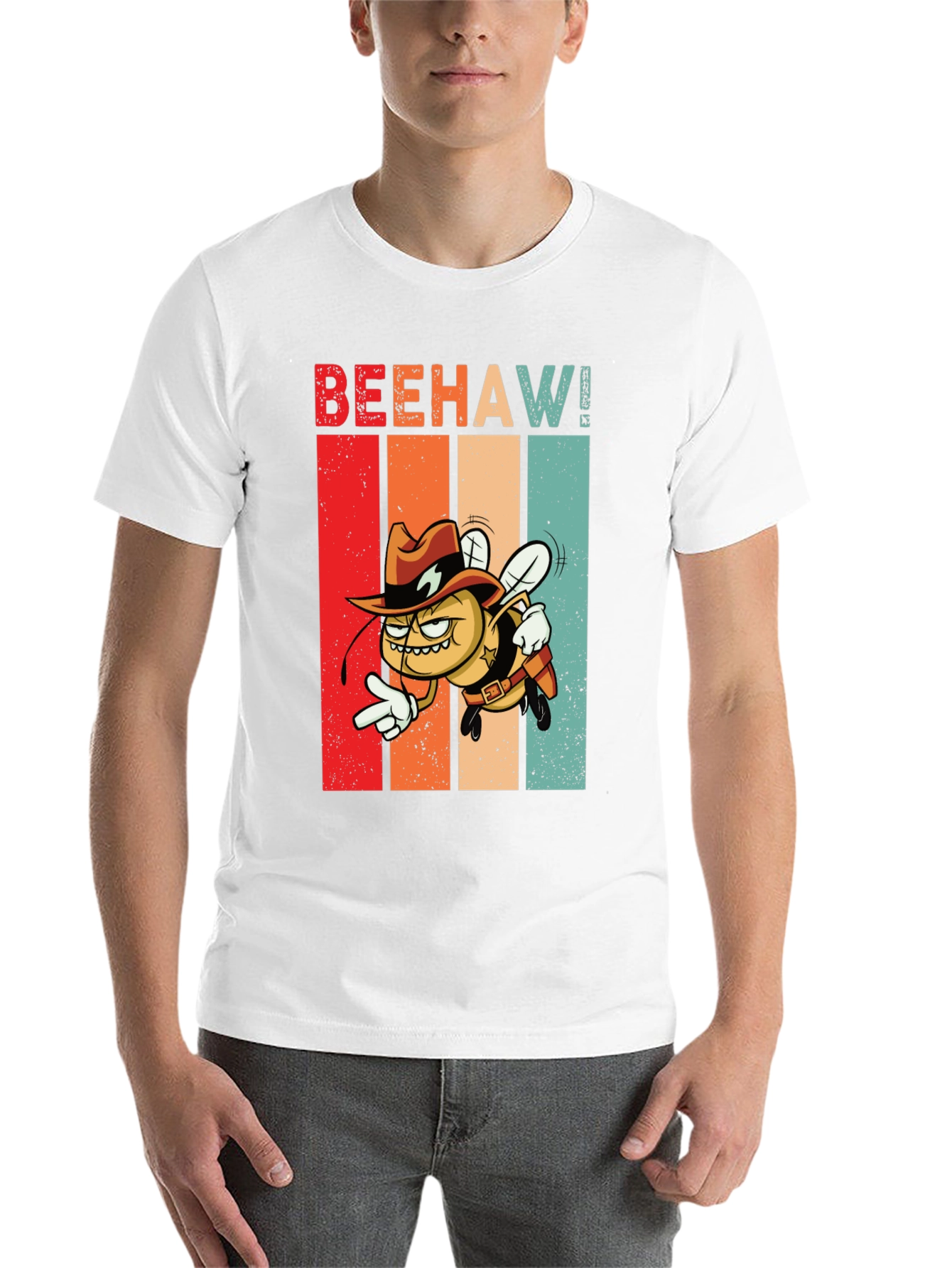 Black Beehaw! Graphic T-Shirt - Cowboy Bee view 14