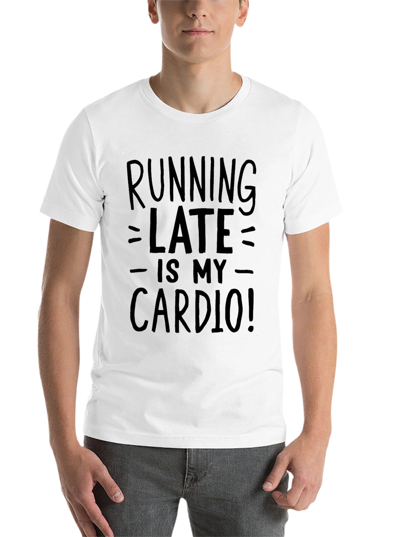 Black Running Late Is My Cardio Black T-Shirt view 14