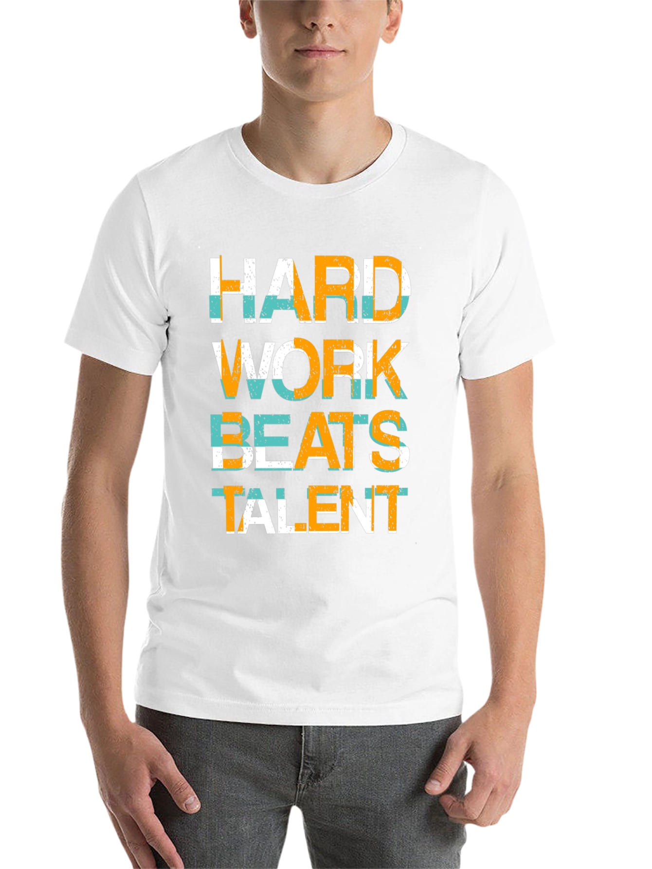 Black Hard Work Beats Talent Graphic Tee view 14