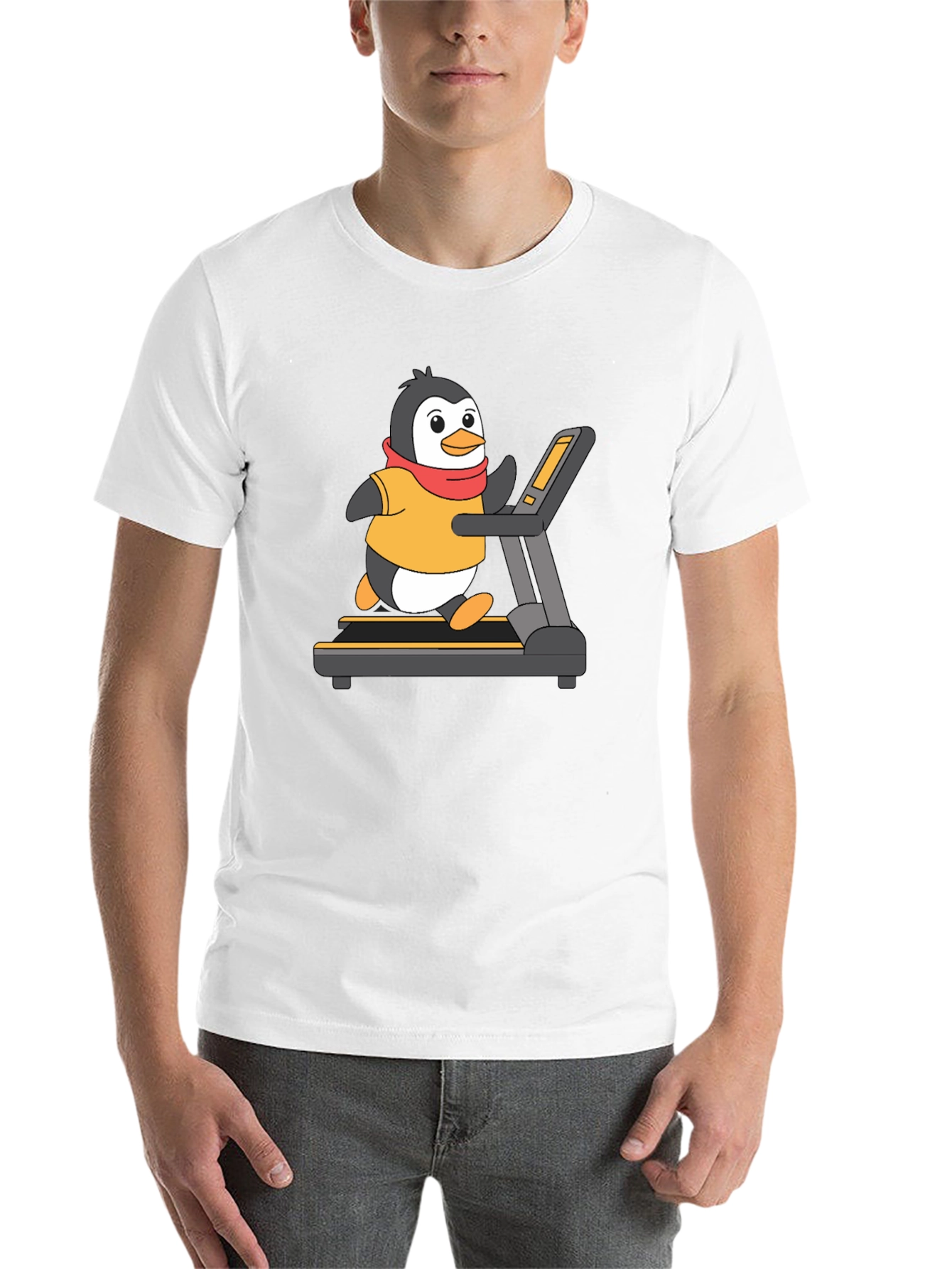 Black Penguin Treadmill Graphic Tee - Workout Humor view 14