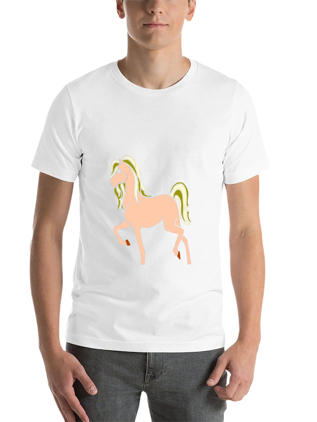 Black Black T-Shirt with Cartoon Horse Graphic view 14