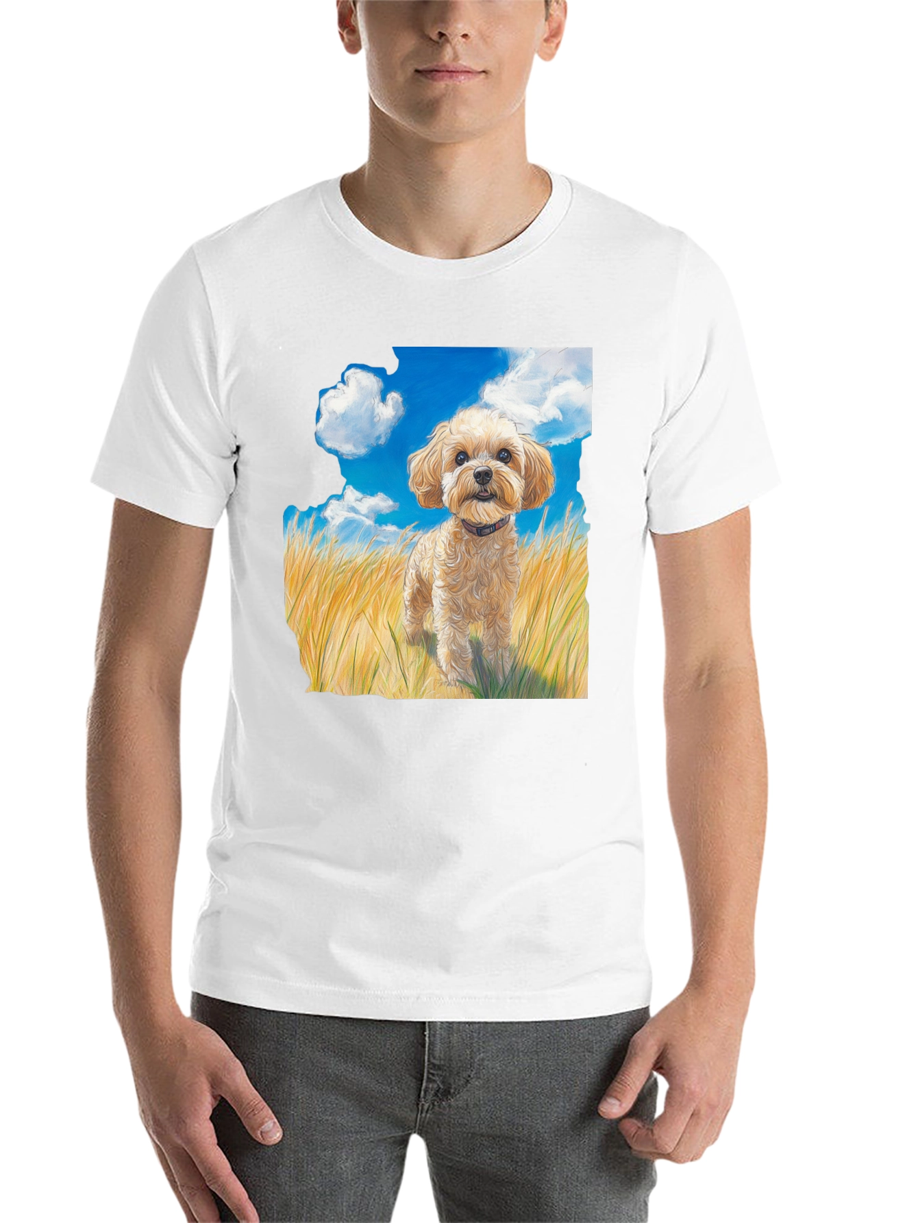 Black Dog in Field Graphic T-Shirt view 14