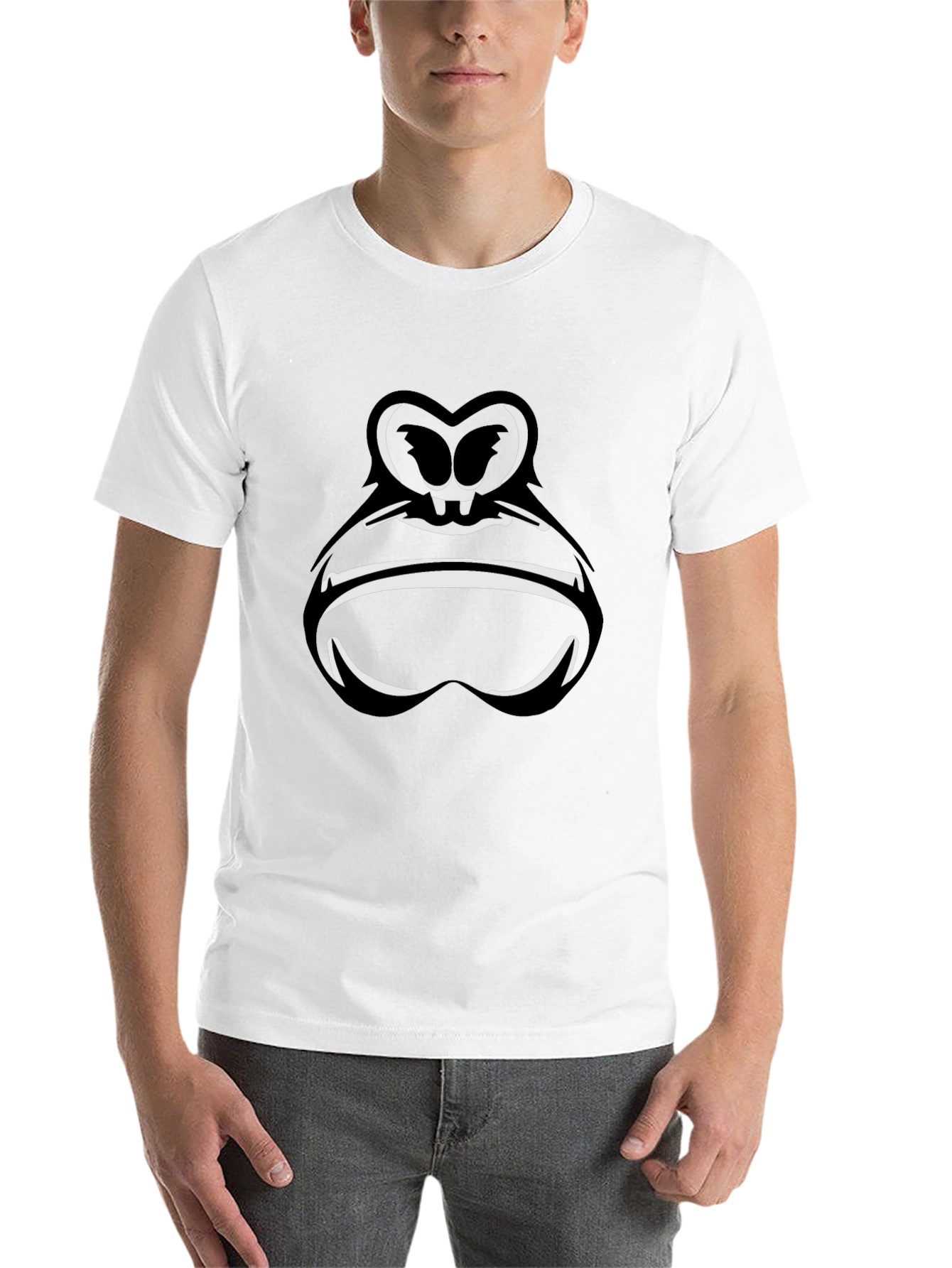 Black Cartoon Gorilla Face Graphic Tee - Black view 14