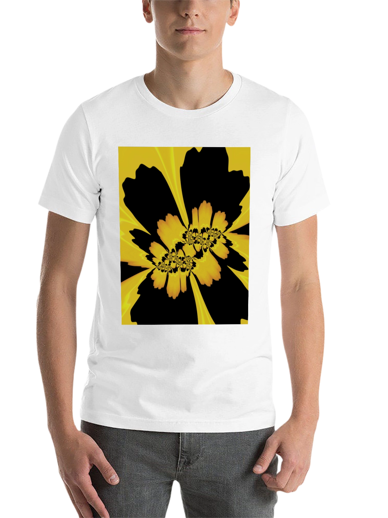 Black Abstract Floral Graphic Black T-Shirt view 14