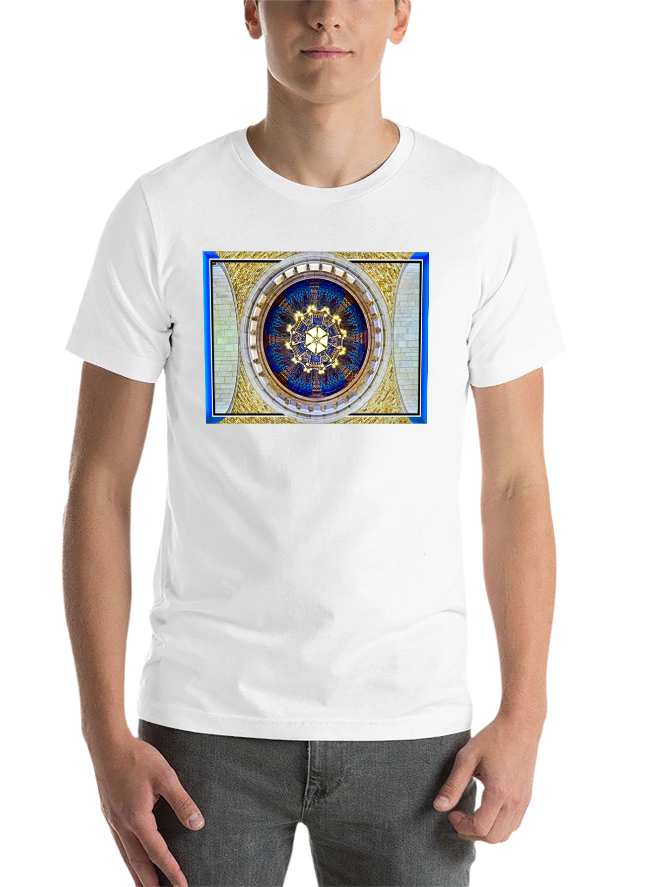 Black Architectural Ceiling Art T-Shirt view 14