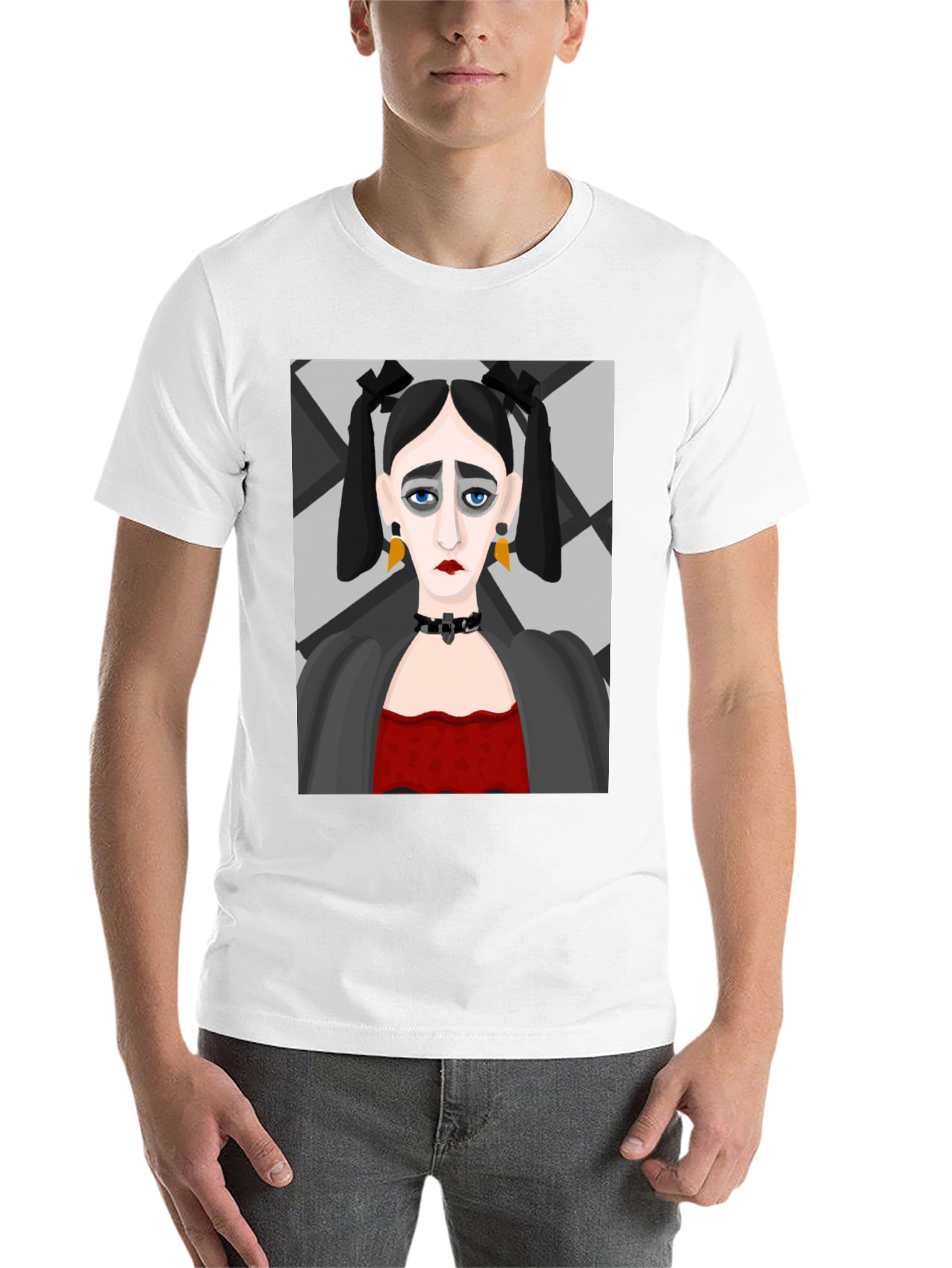 Black Goth Girl Graphic Print Black T-Shirt view 14